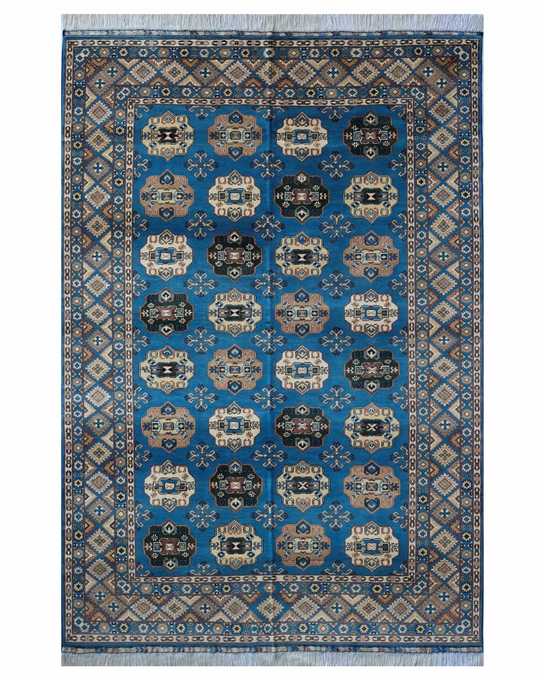Aseel Blue Turkmen Handwoven Wool Rug