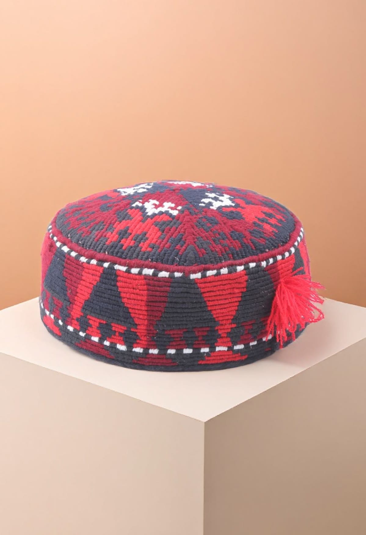 Mazari Embroidered Afghan Hat | Cross-Stitch Party Wear Hat