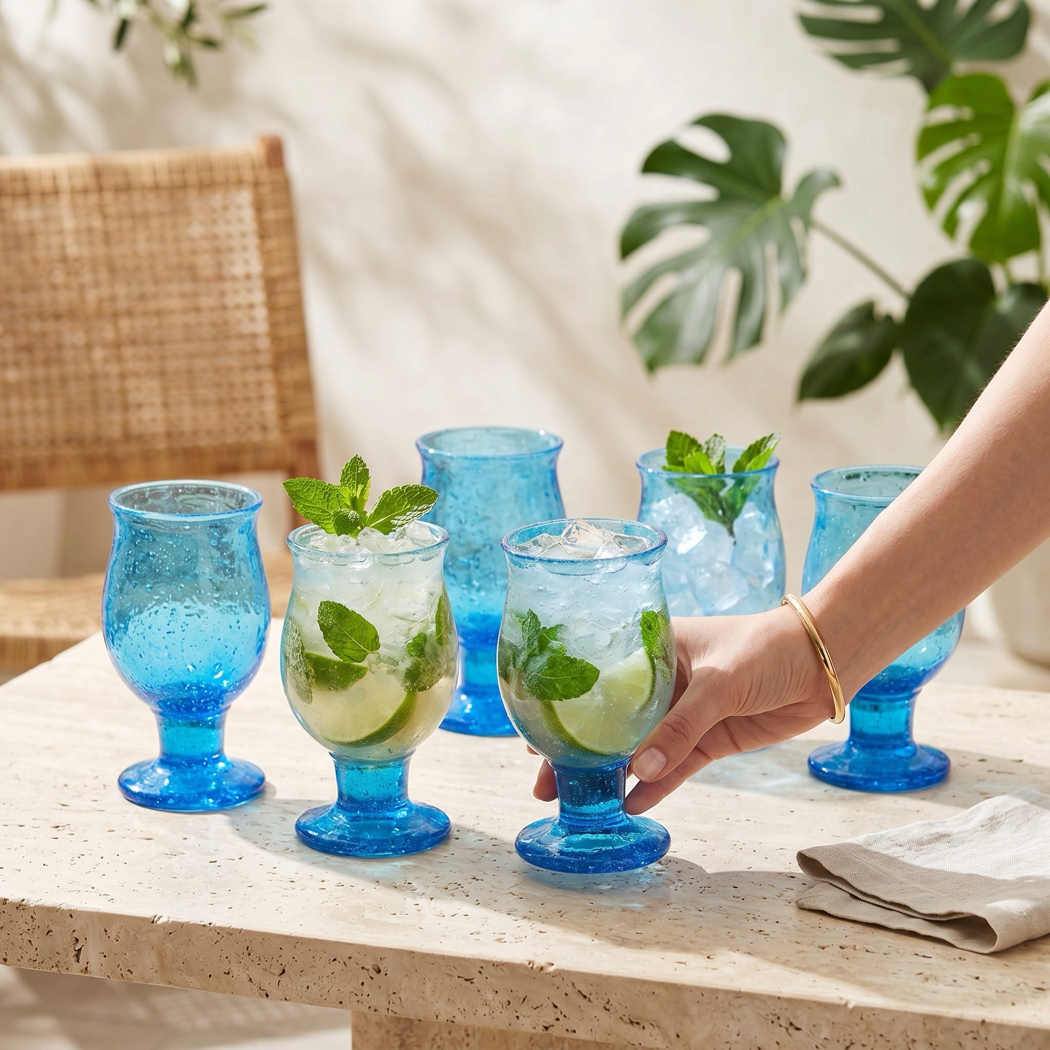 Sky Blue Glass Set 6 Pieces