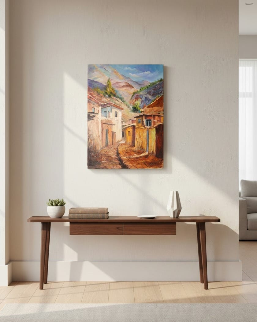 Mountain Village Oil Painting
