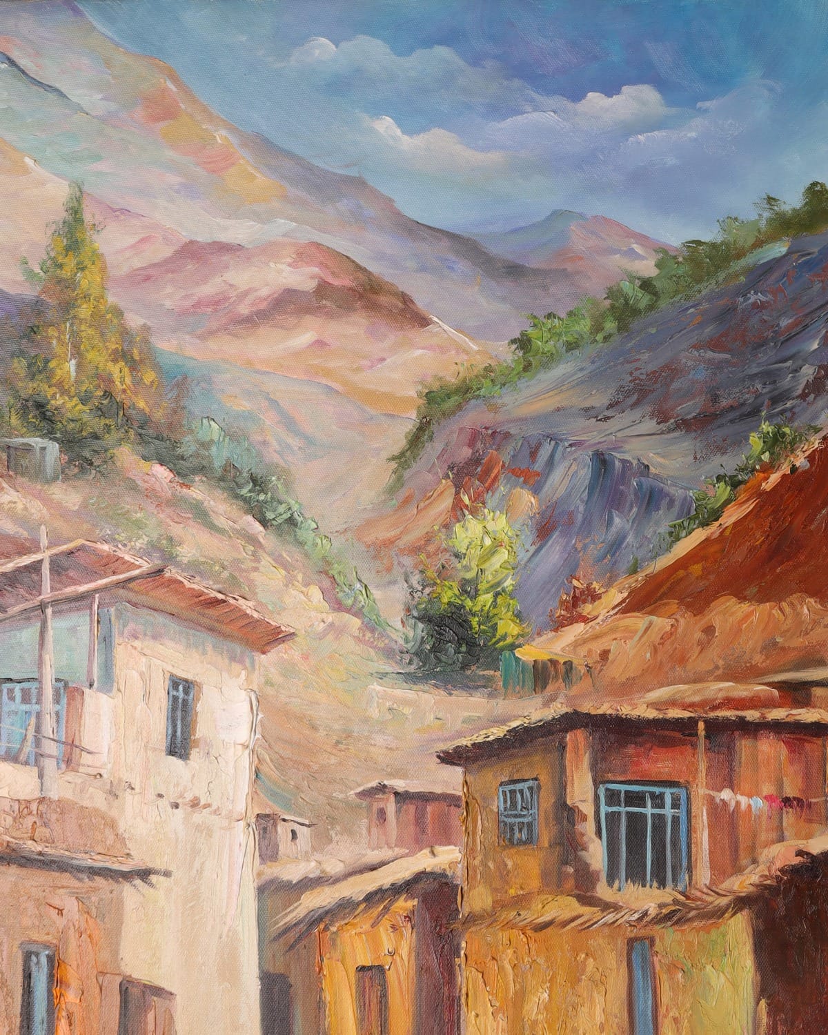 Mountain Village Oil Painting