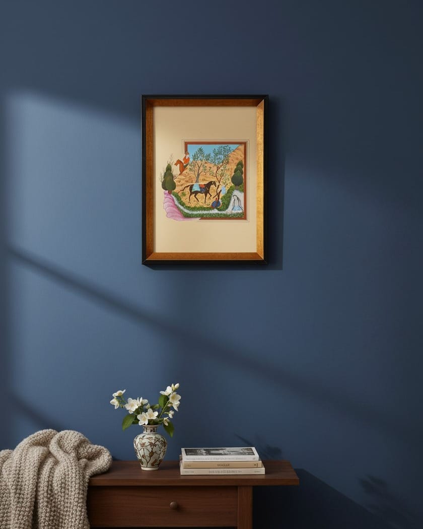Traditional Persian Horse and Garden Painting
