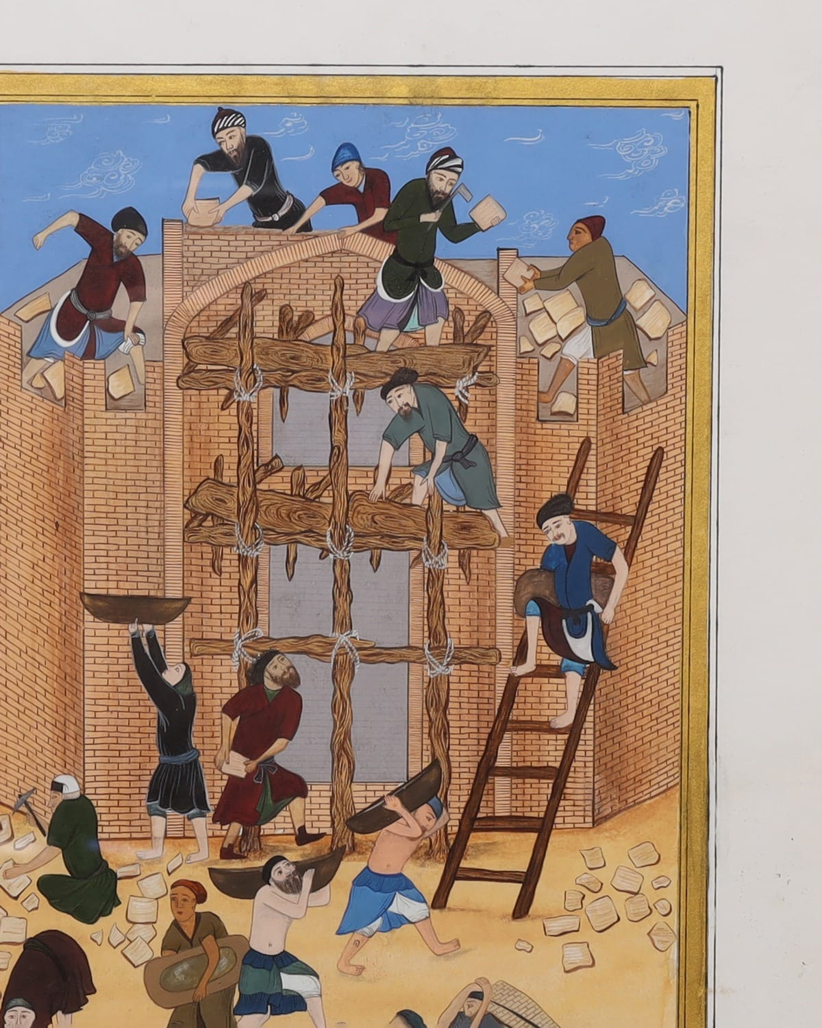 Construction of the Fort of Kharnaq – Historical Afghan Painting