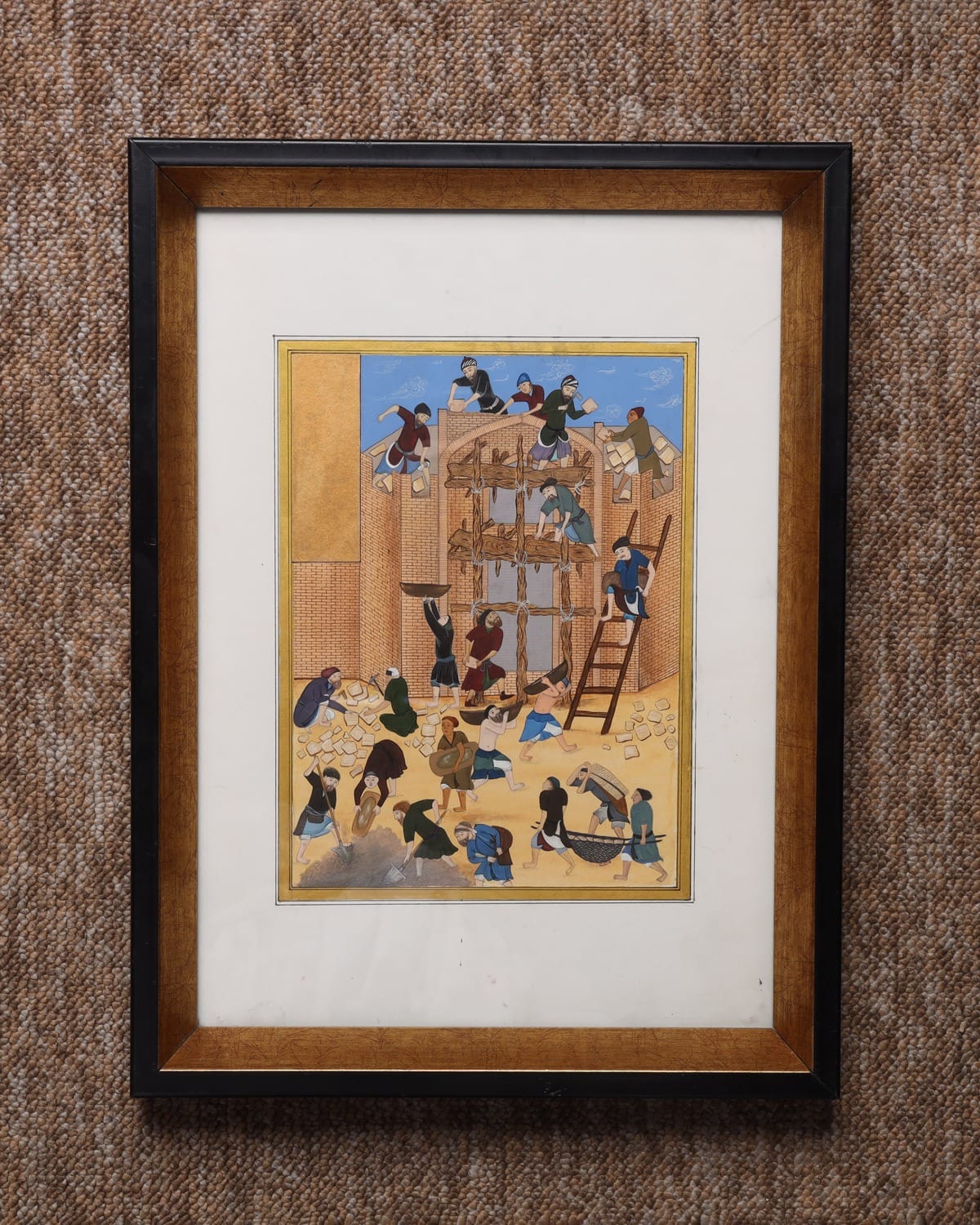 Construction of the Fort of Kharnaq – Historical Afghan Painting