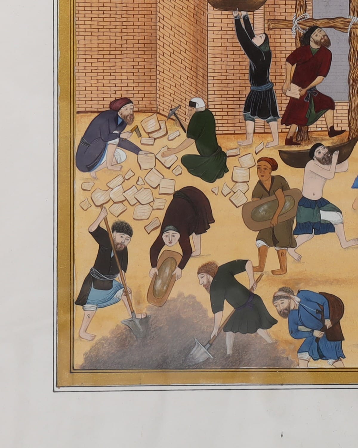 Construction of the Fort of Kharnaq – Historical Afghan Painting