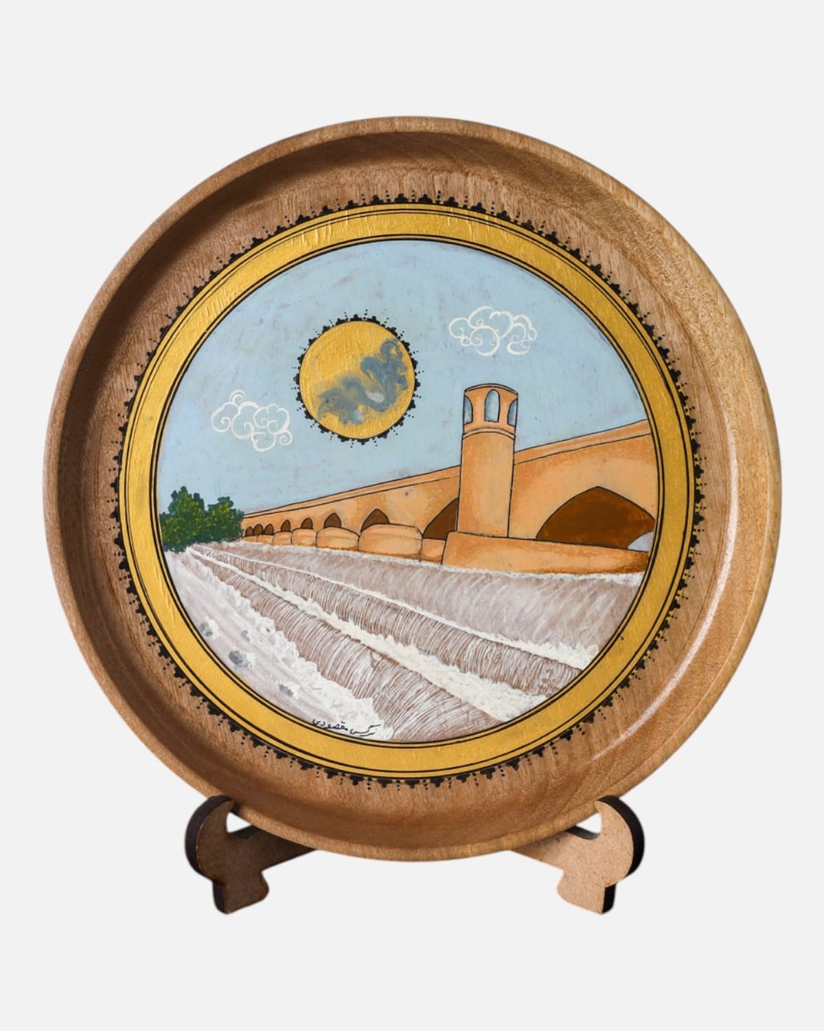 Herat Malan Bridge Wood Plate Painting Set