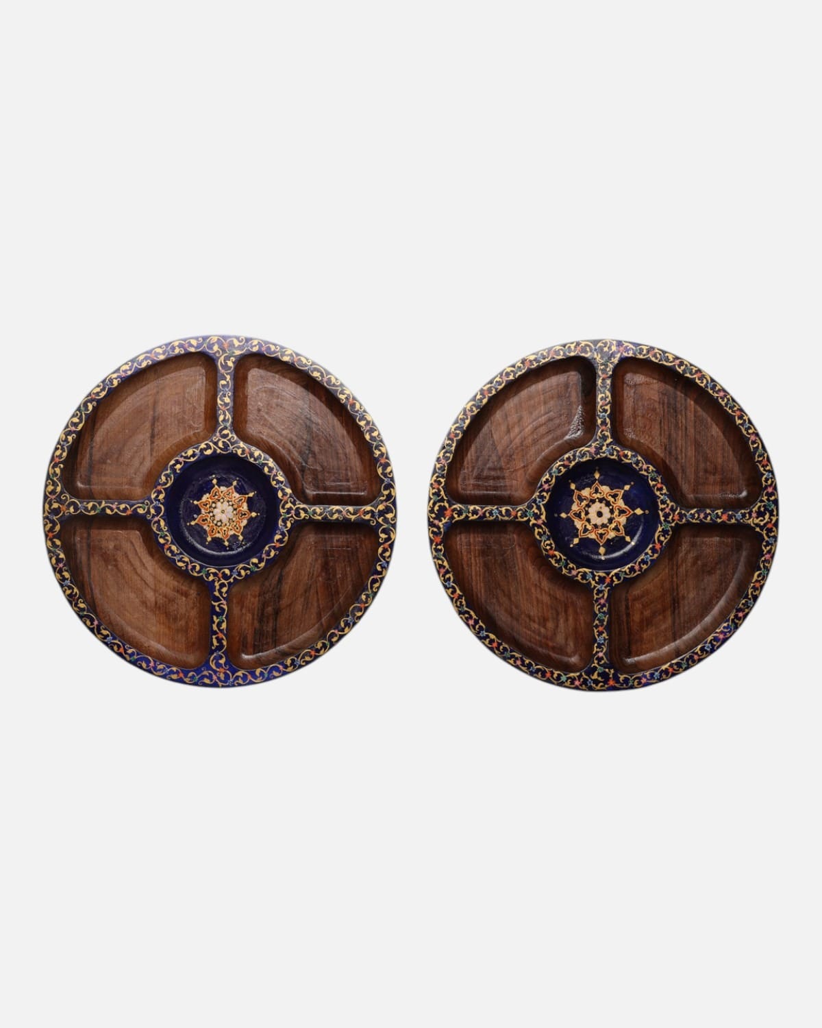 two handcrafted Afghan walnut wood snack tray Wood Plate Set