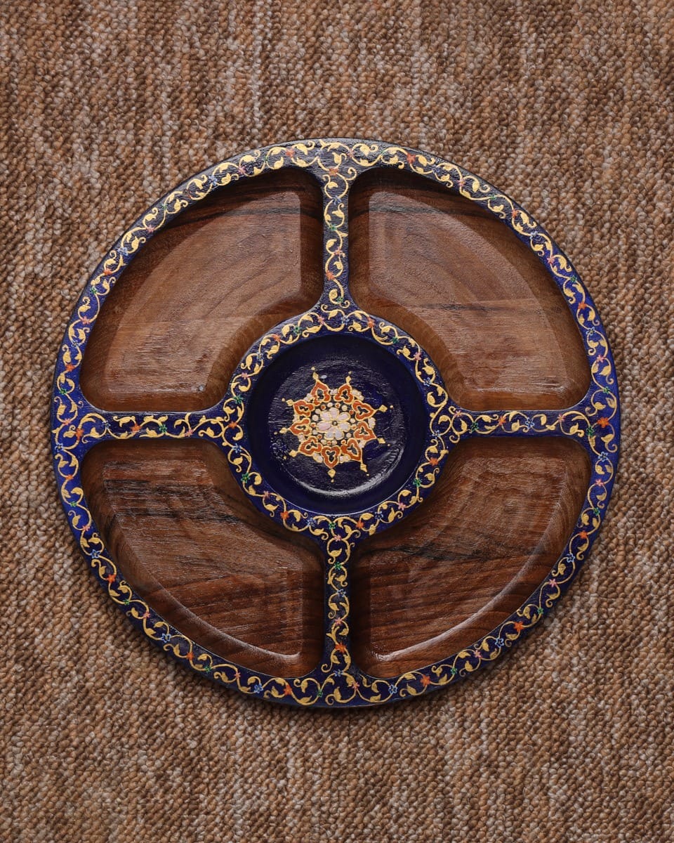 two handcrafted Afghan walnut wood snack tray Wood Plate Set