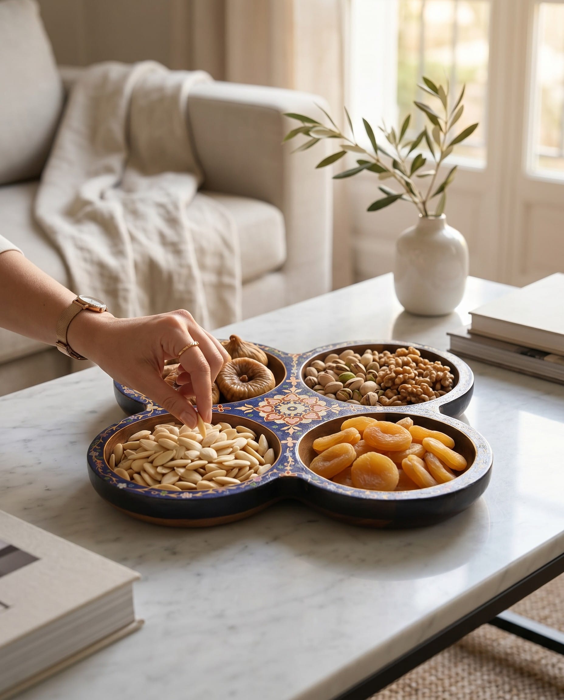 Afghan Walnut Snack Tray 2 piece