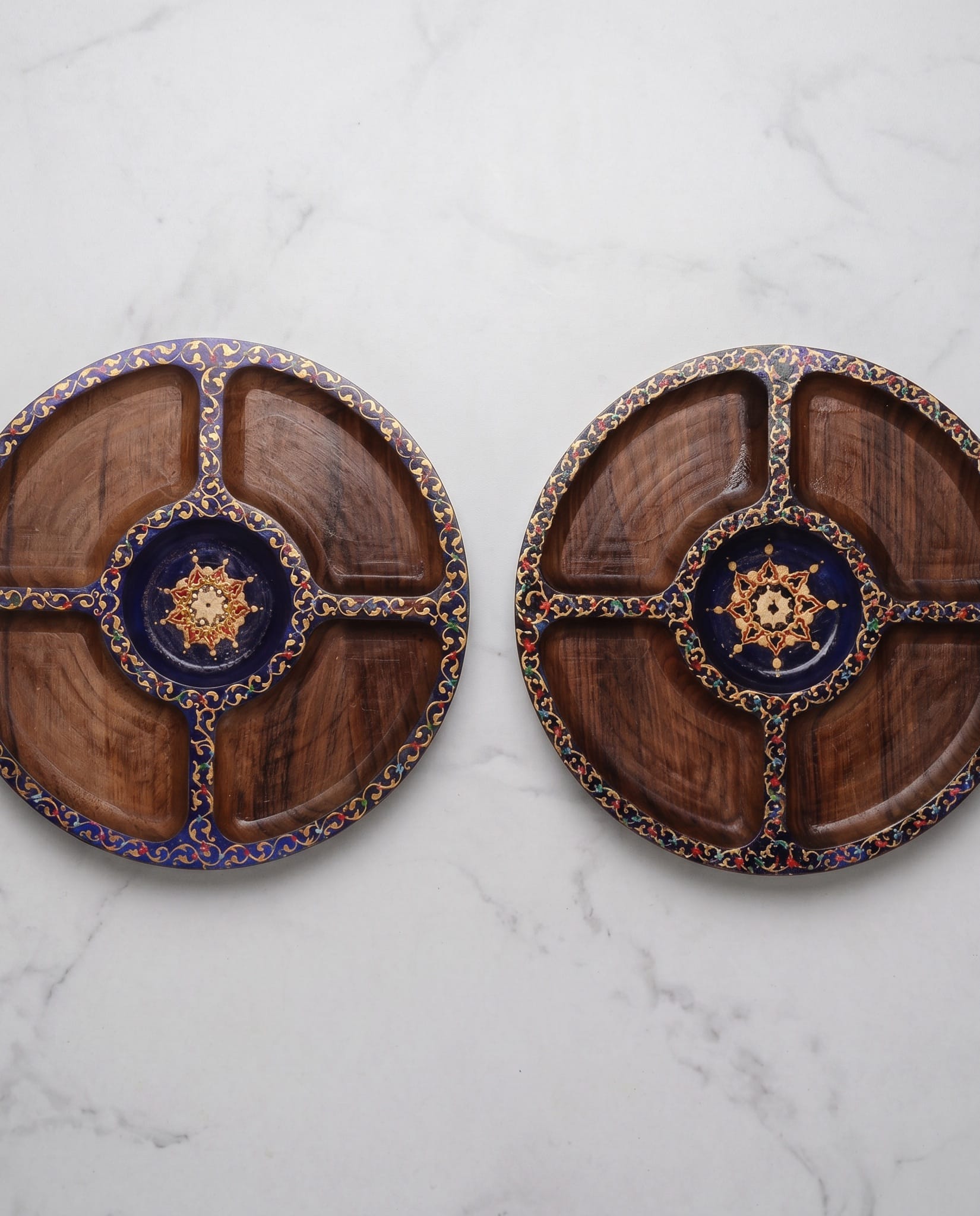 two handcrafted Afghan walnut wood snack tray Wood Plate Set