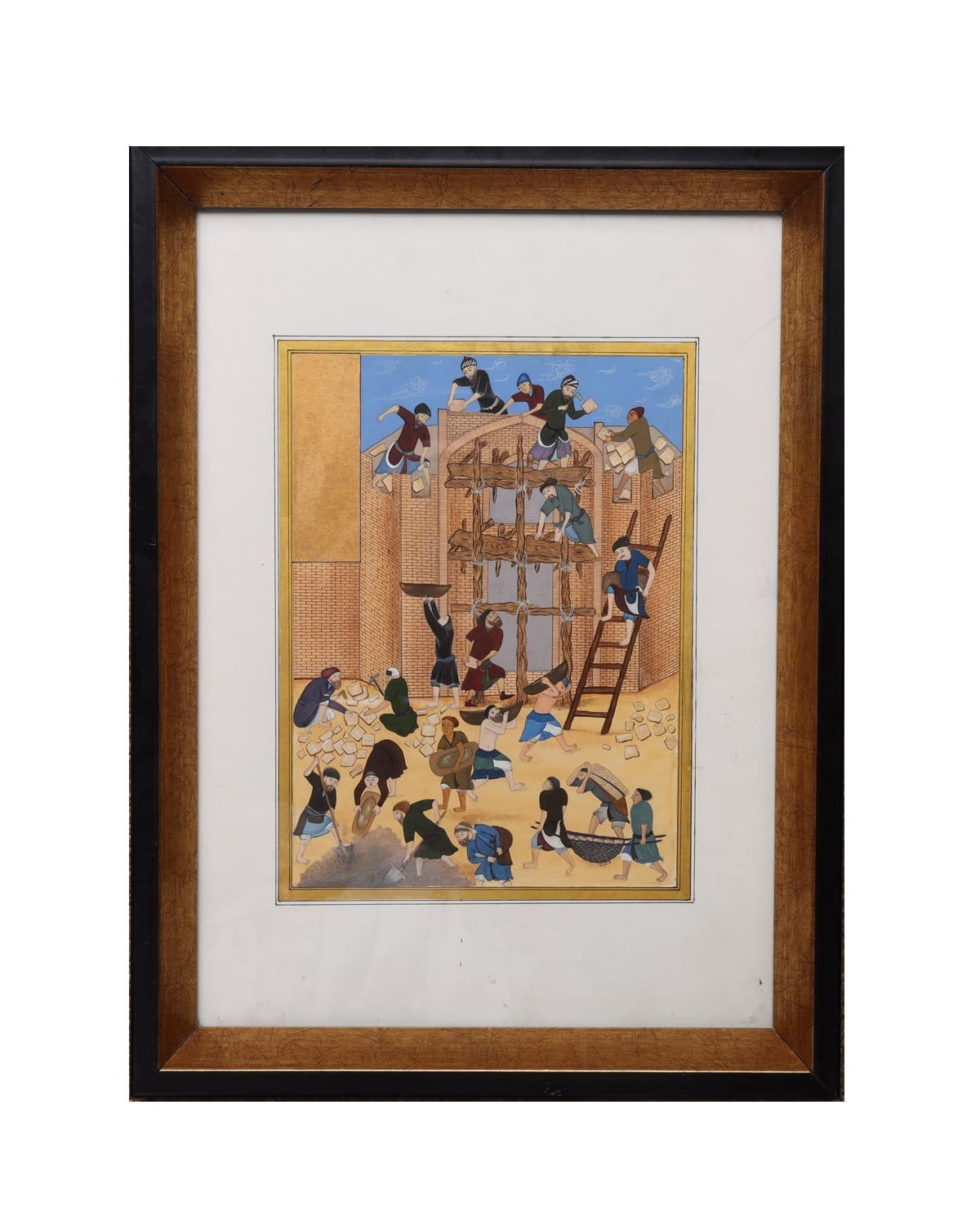 Construction of the Fort of Kharnaq – Historical Afghan Painting