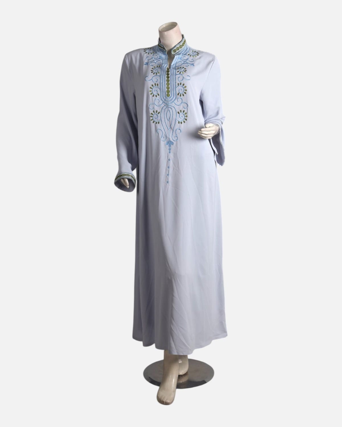 Elegant Light Blue Embroidered Long Dress