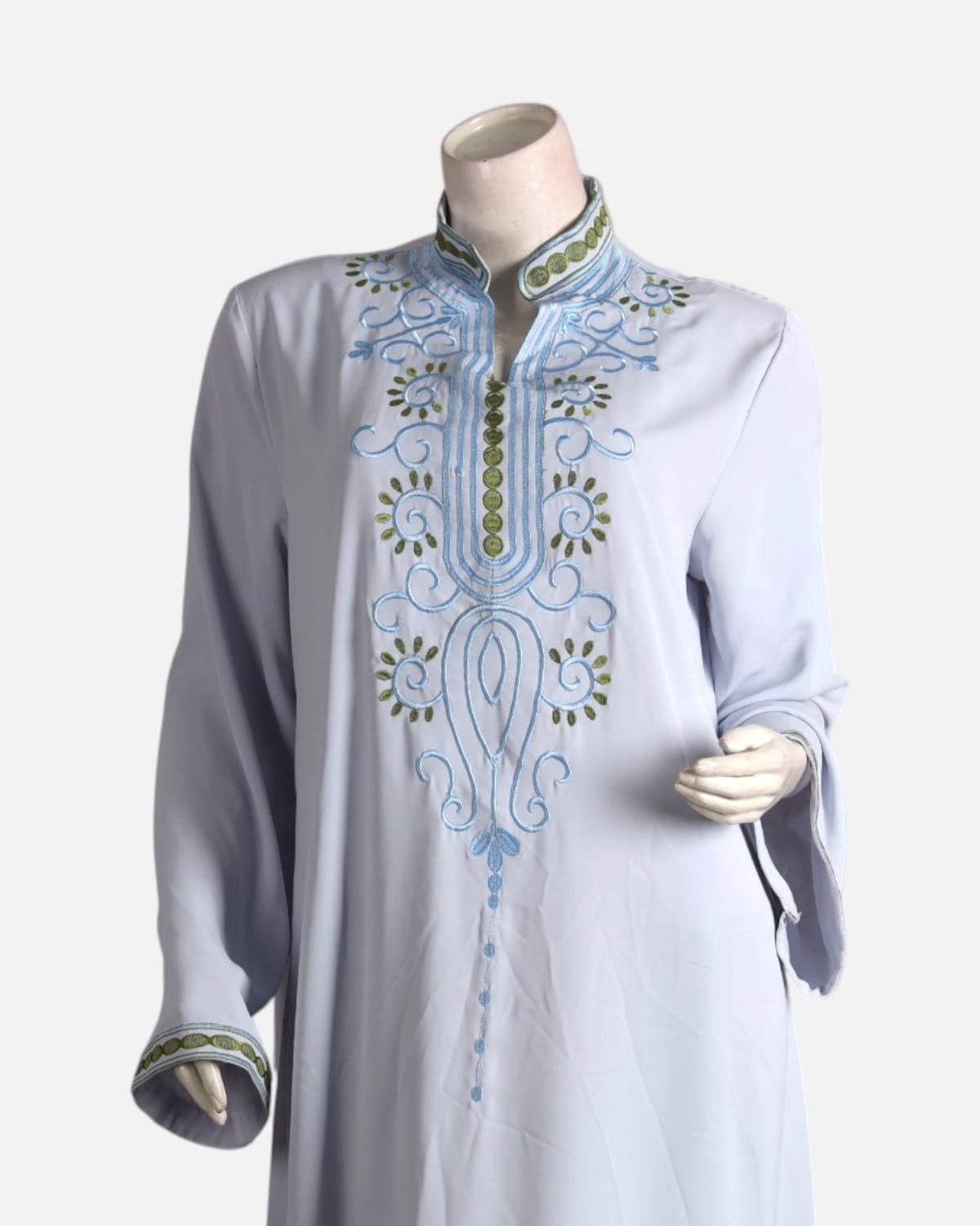 Elegant Light Blue Embroidered Long Dress