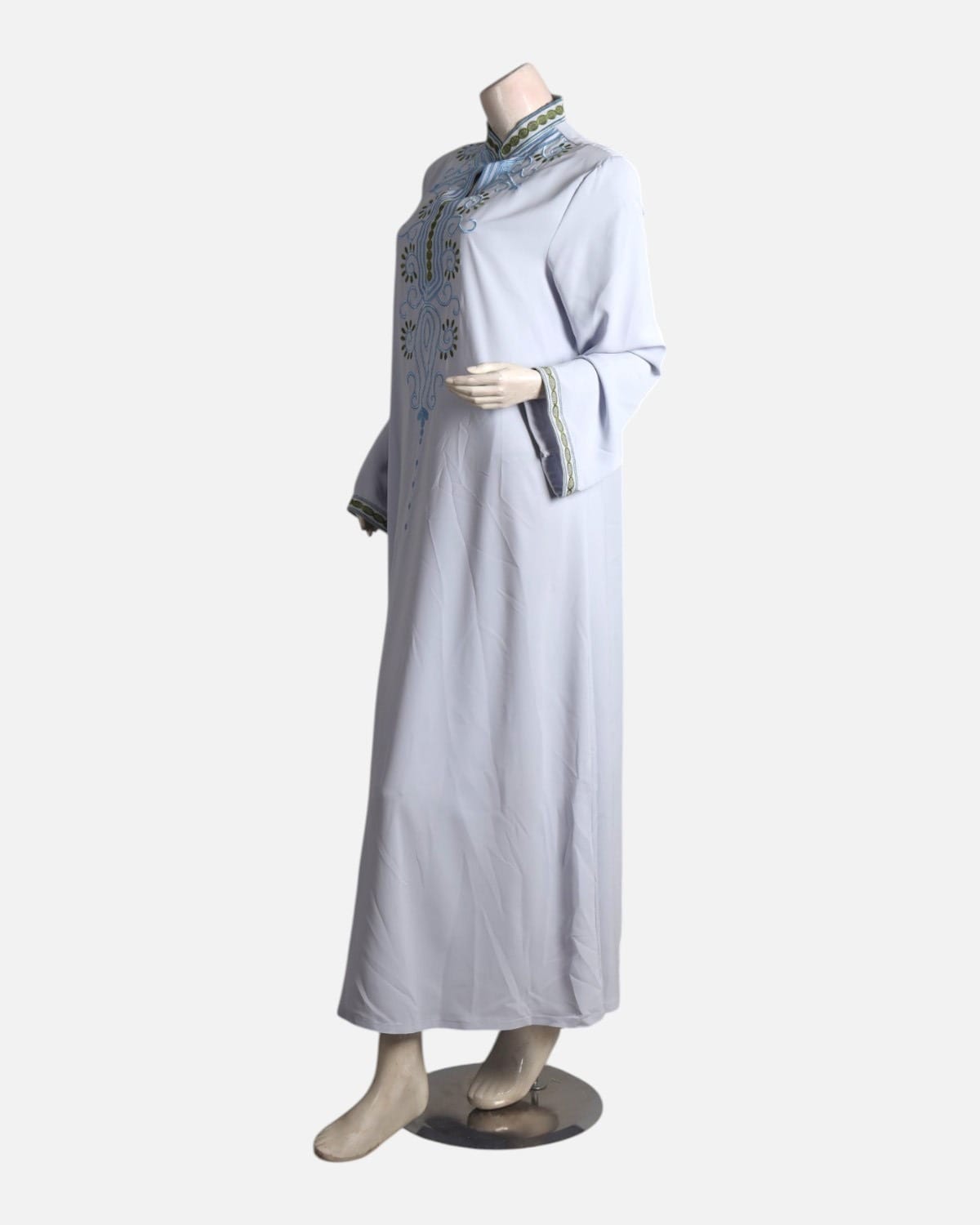 Elegant Light Blue Embroidered Long Dress