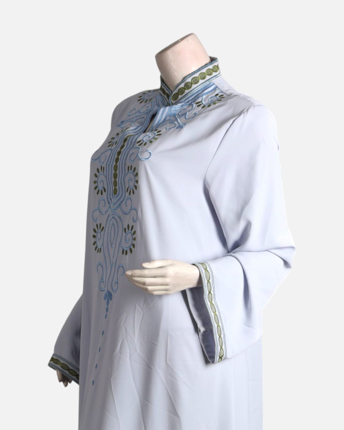 Elegant Light Blue Embroidered Long Dress
