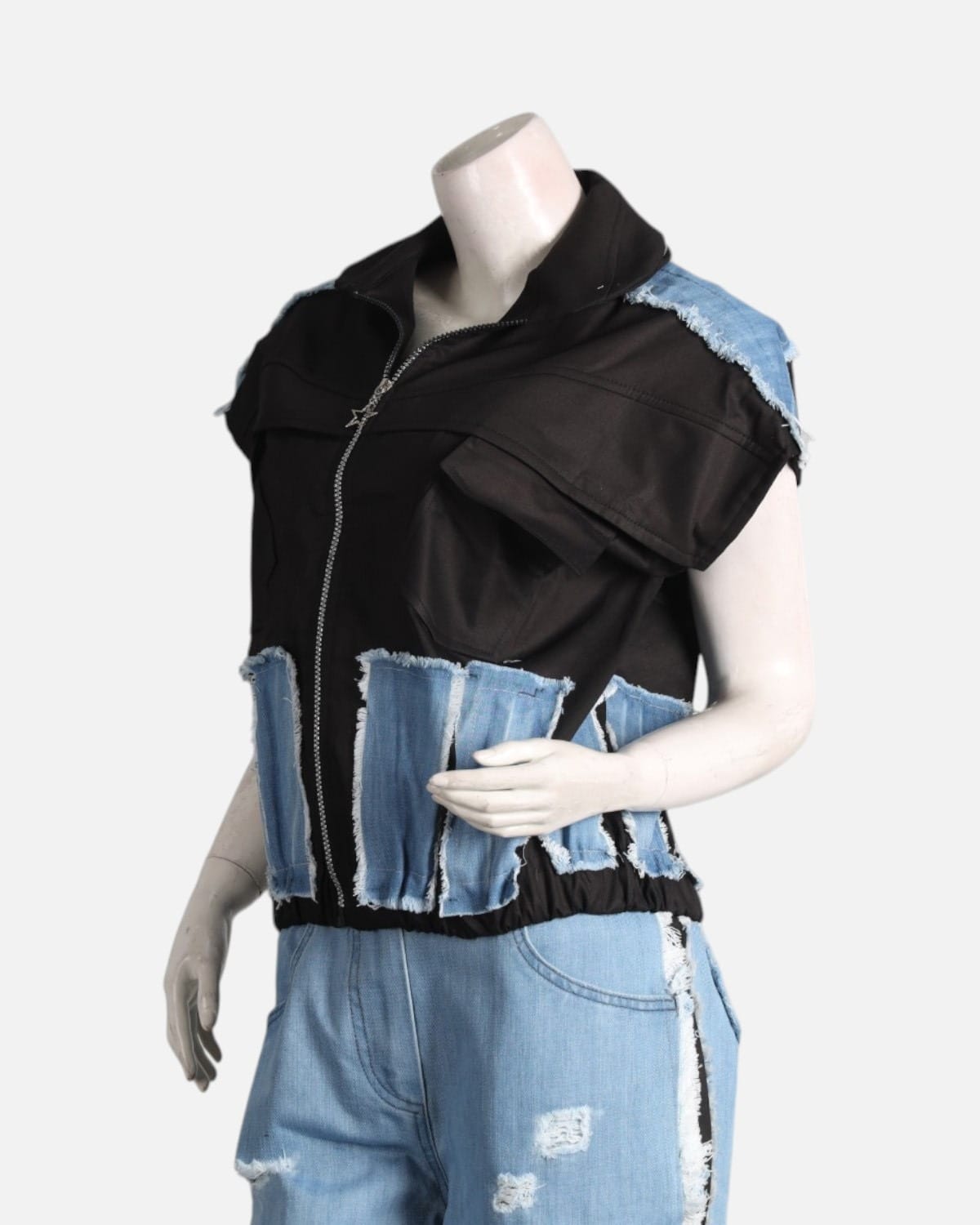 Black & Blue Cuban Patch Hoodie Set for Women