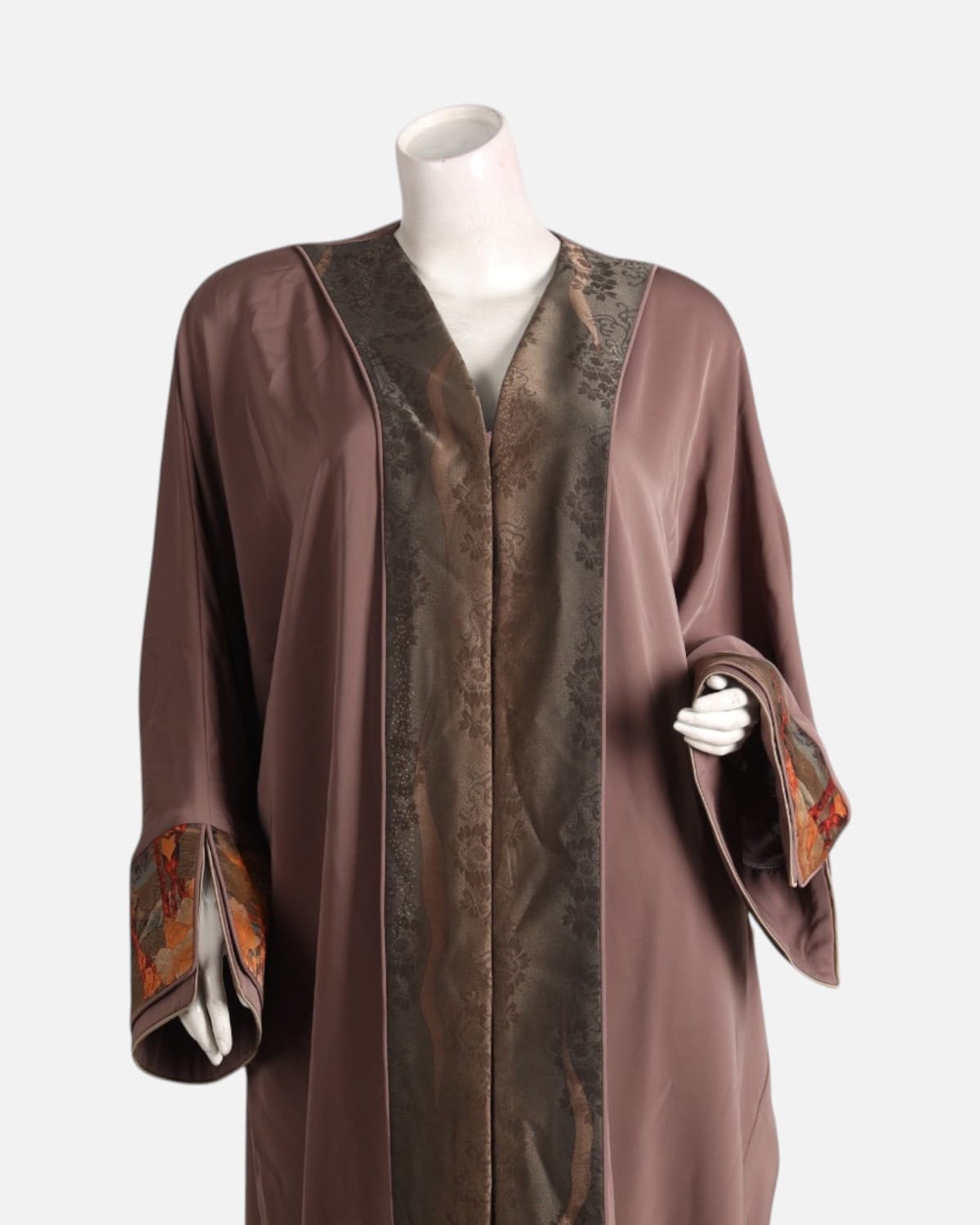 Brown & Silk Floral Embroidered Abaya