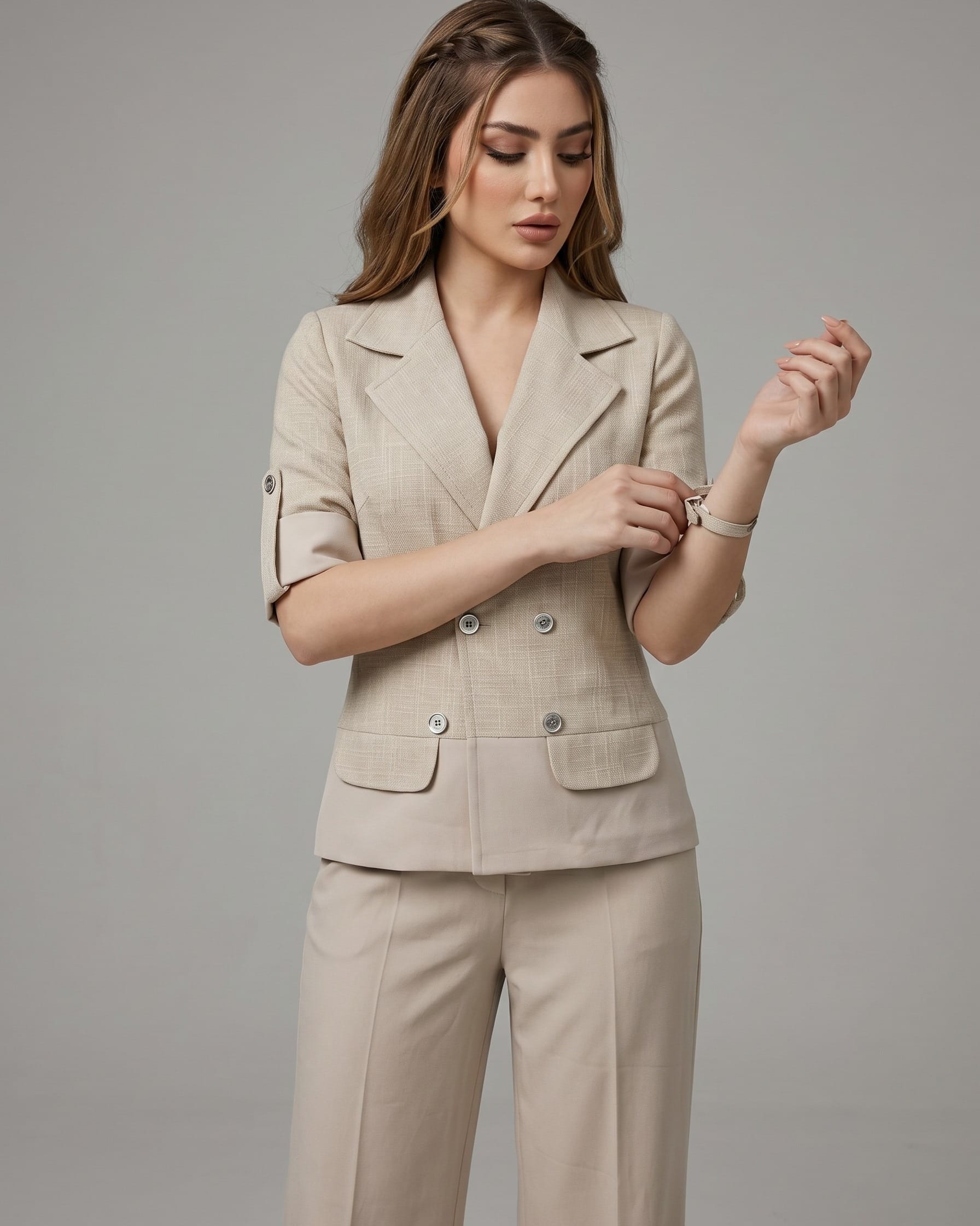 Beige Blazer Pantsuit