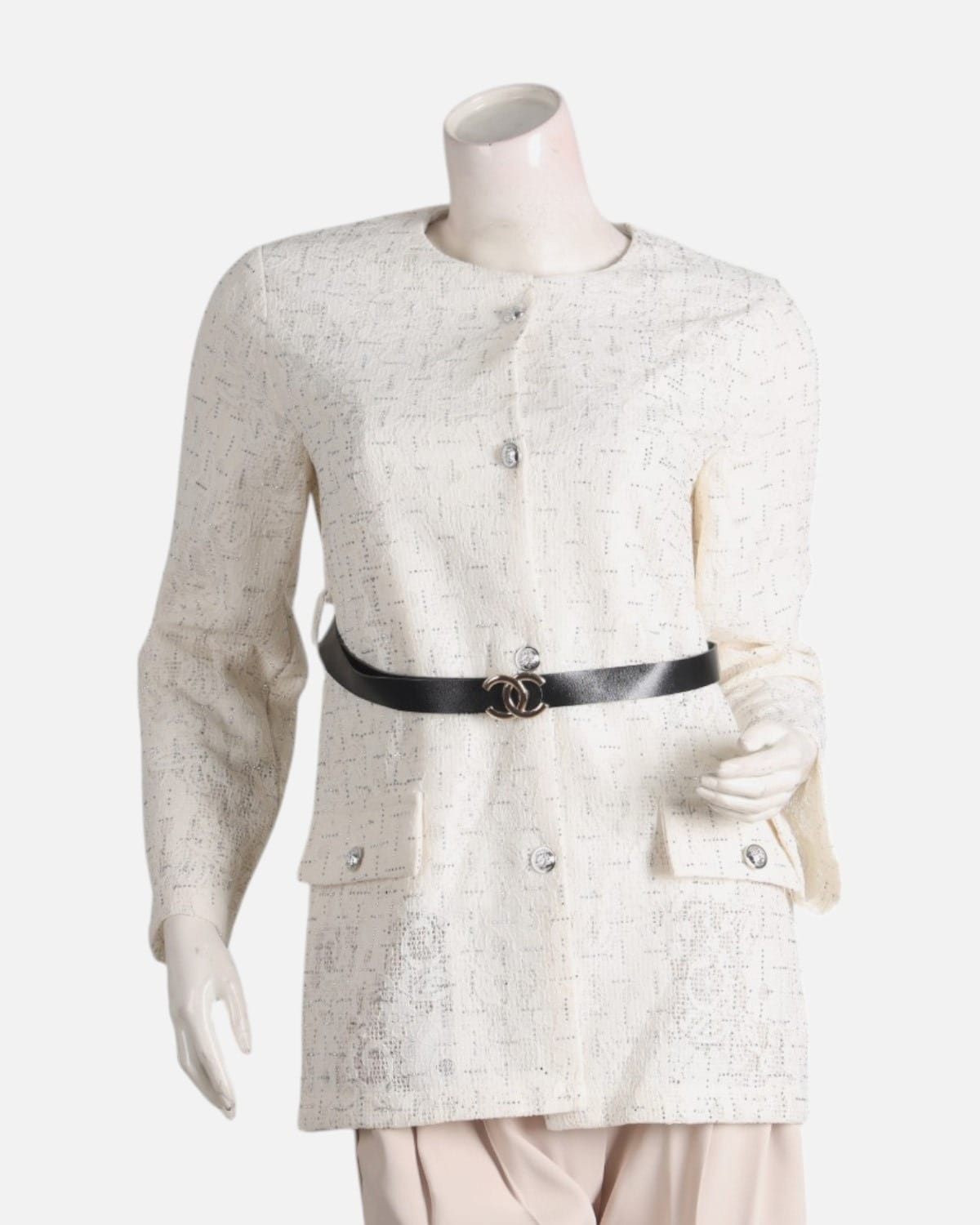 White Lace Tunic & Black Pants – Afghan Set