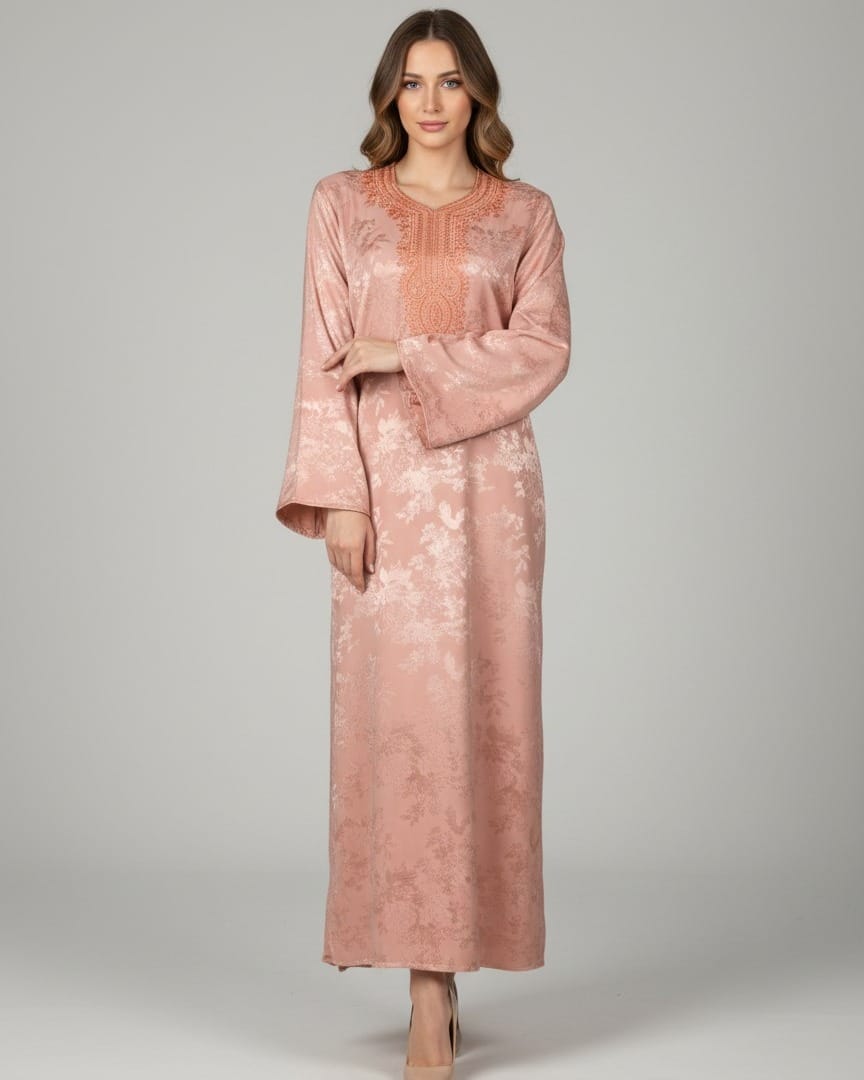 Dusty Rose Arabic Silk Dress