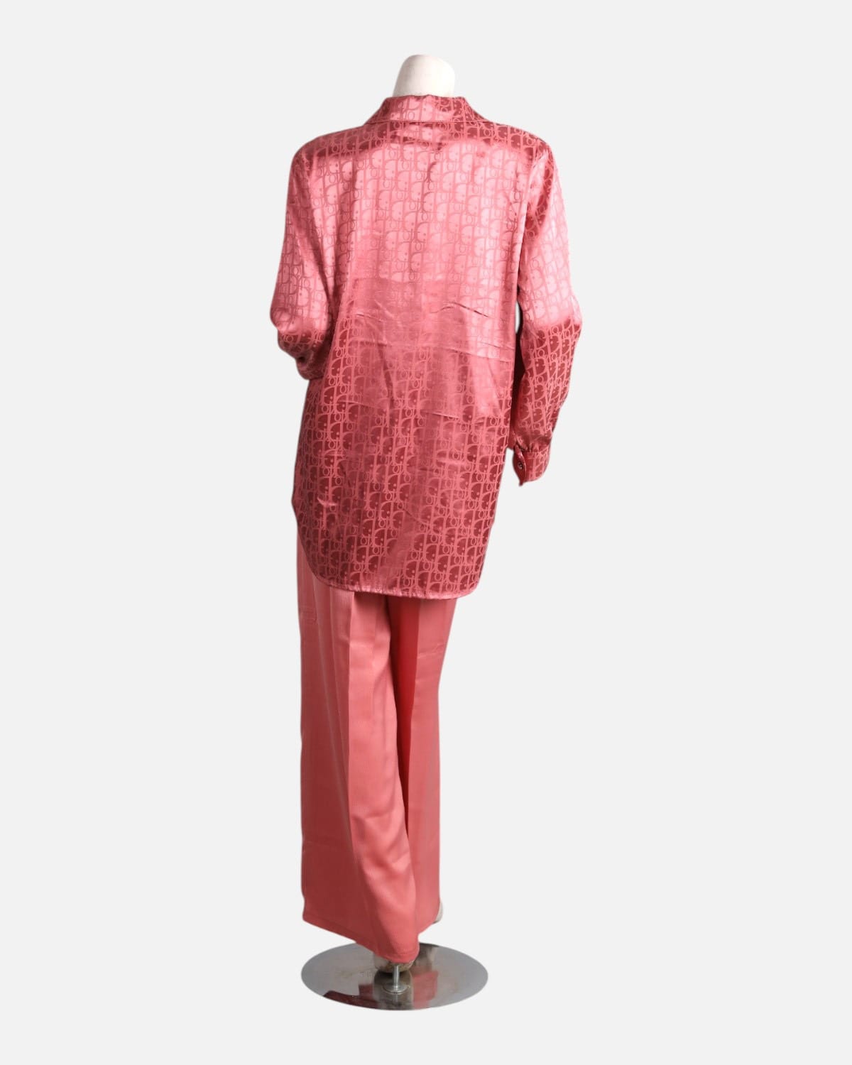Coral Pink Printed Blouse and Pants Set