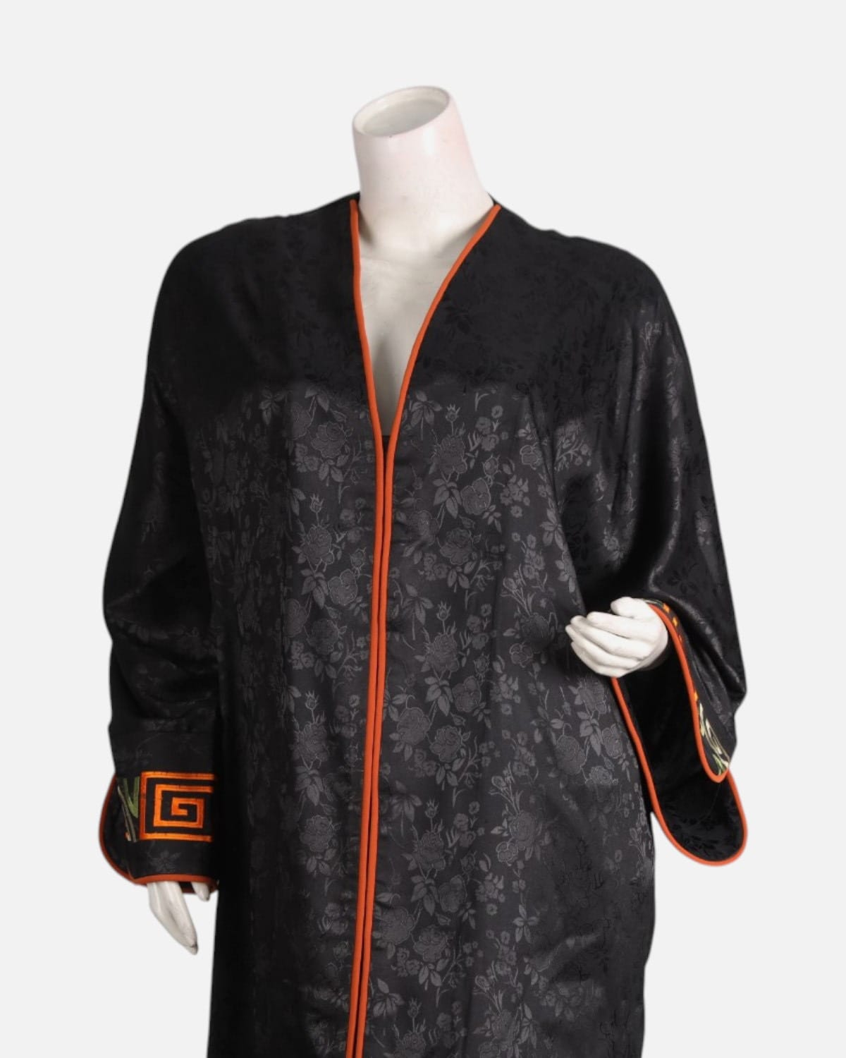 Black Abaya with Orange  Embroidery