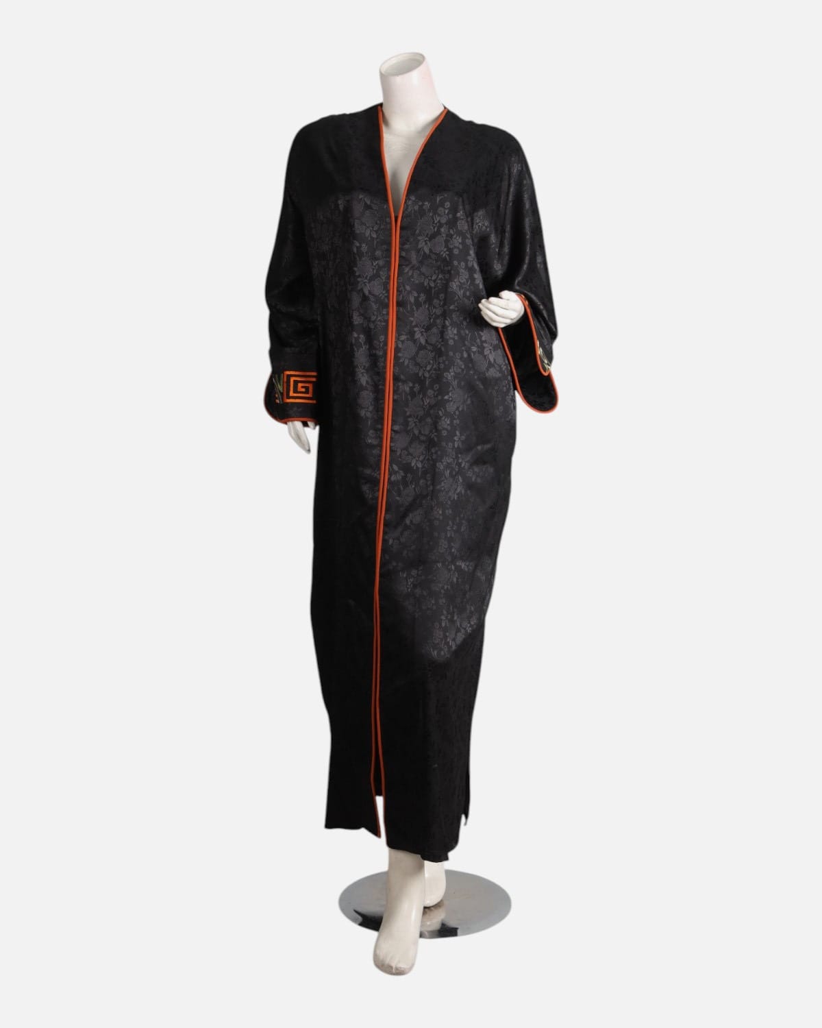 Black Abaya with Orange  Embroidery