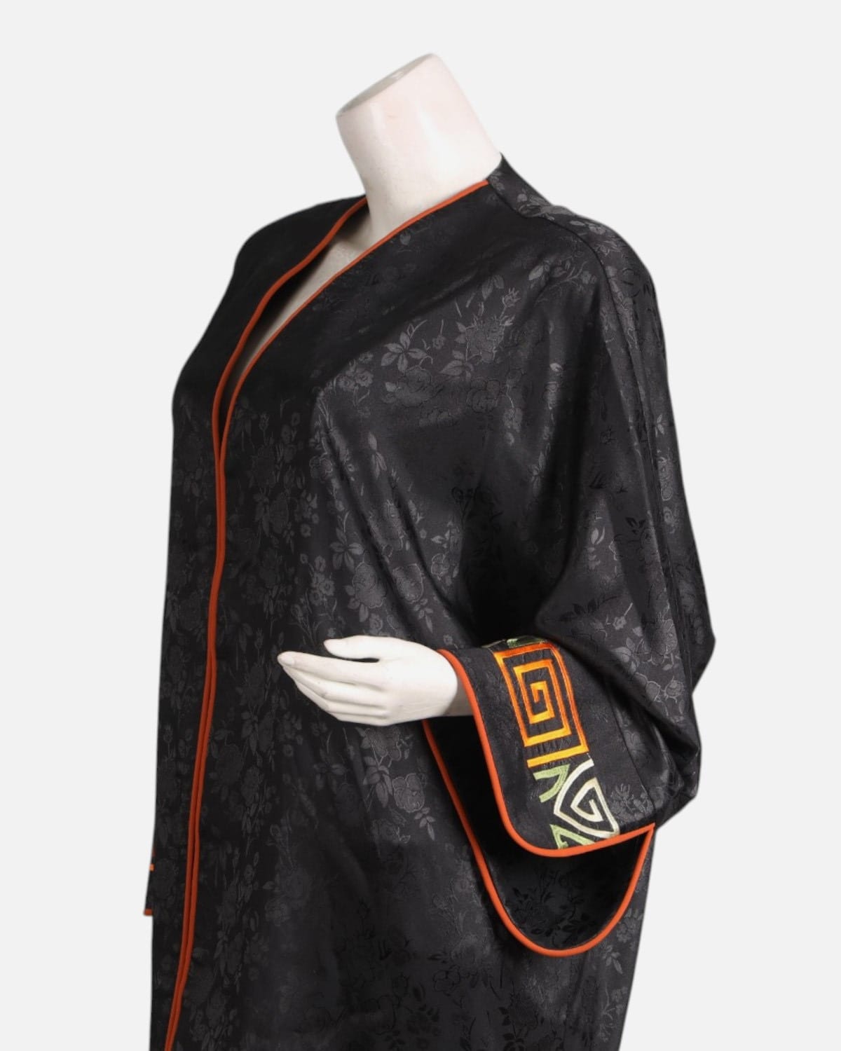 Black Abaya with Orange  Embroidery