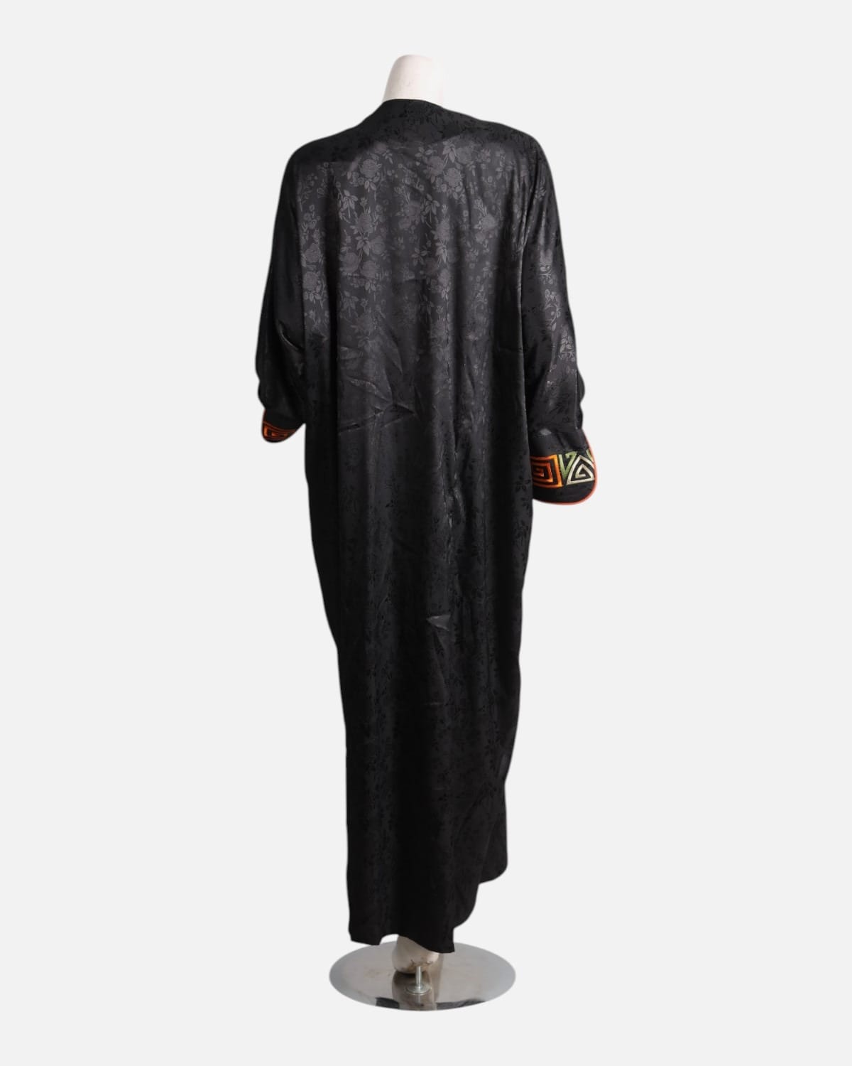 Black Abaya with Orange  Embroidery