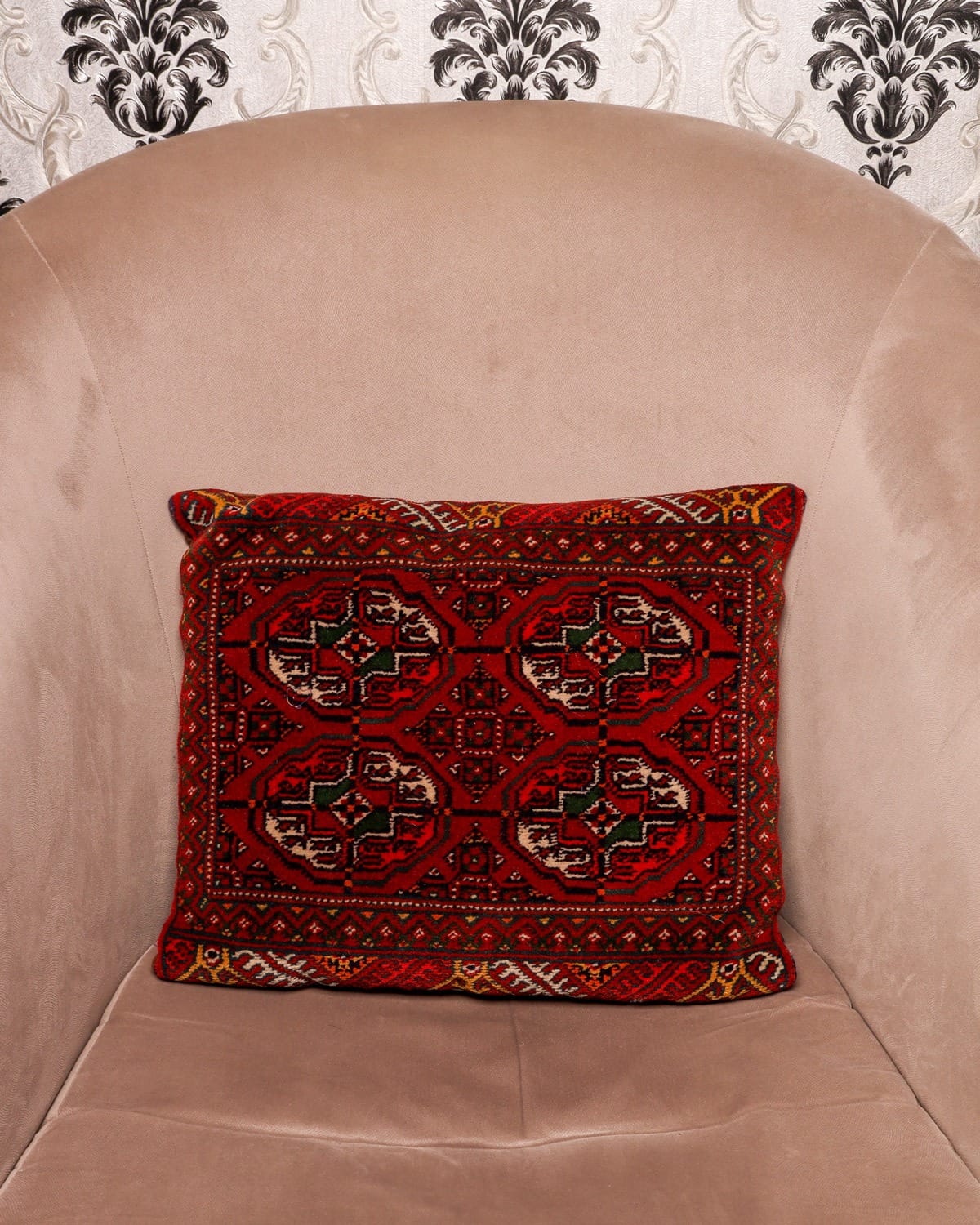 Turkmen Decorative Cushion Pair Burgundy Red
