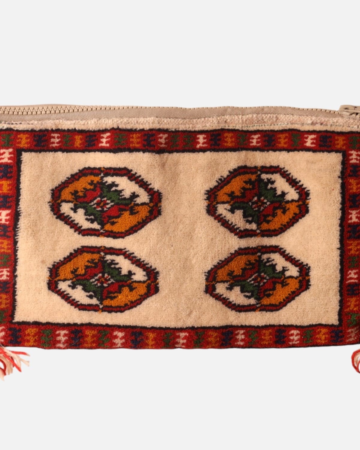 Handwoven Traditional Shoulder Bag in Ivory, Rust Orange & Red