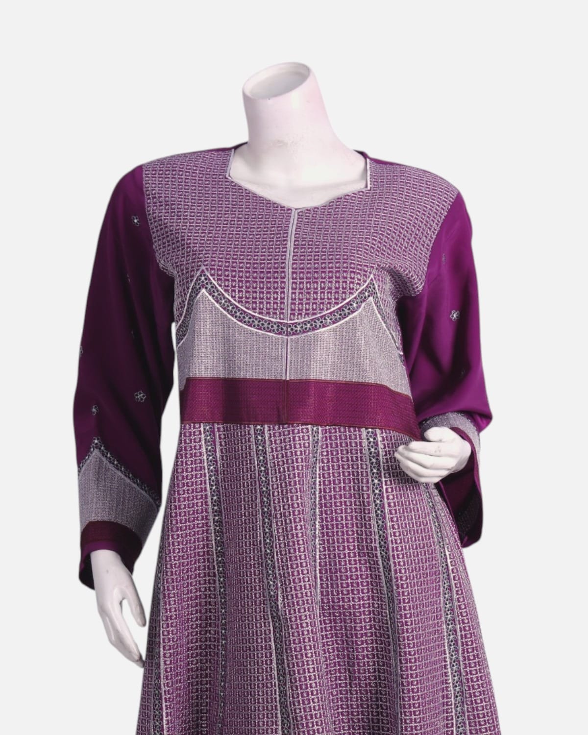 Purple Afghan Gand Dress with Silver Embroidery