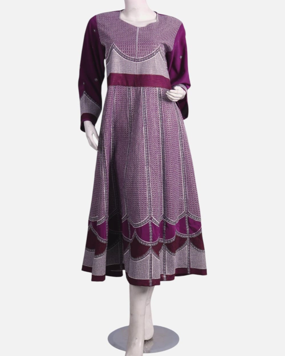 Purple Afghan Gand Dress with Silver Embroidery