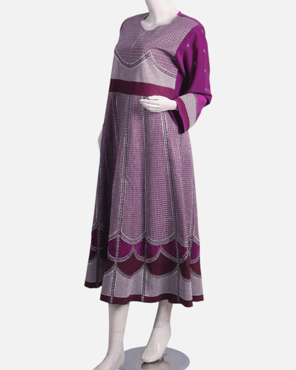 Purple Afghan Gand Dress with Silver Embroidery