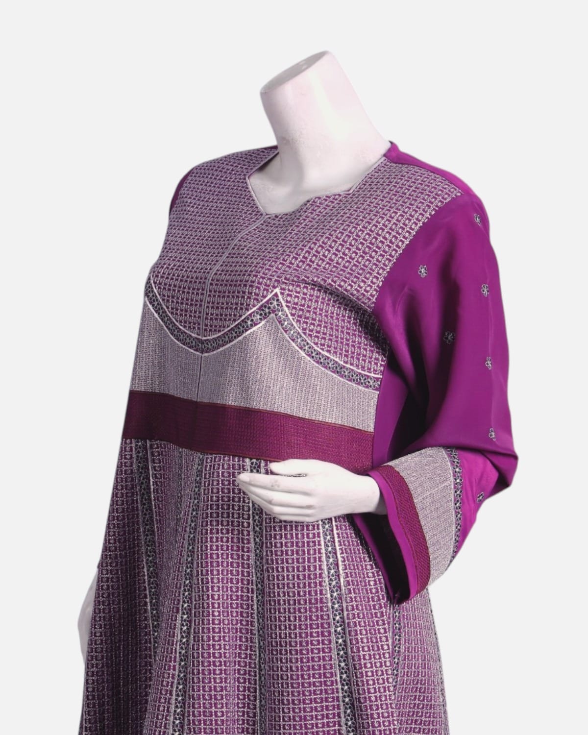 Purple Afghan Gand Dress with Silver Embroidery