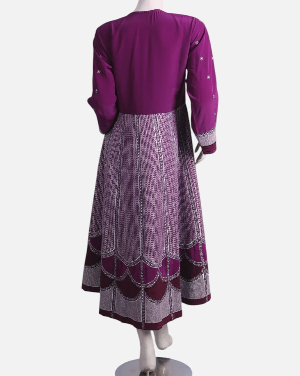 Purple Afghan Gand Dress with Silver Embroidery