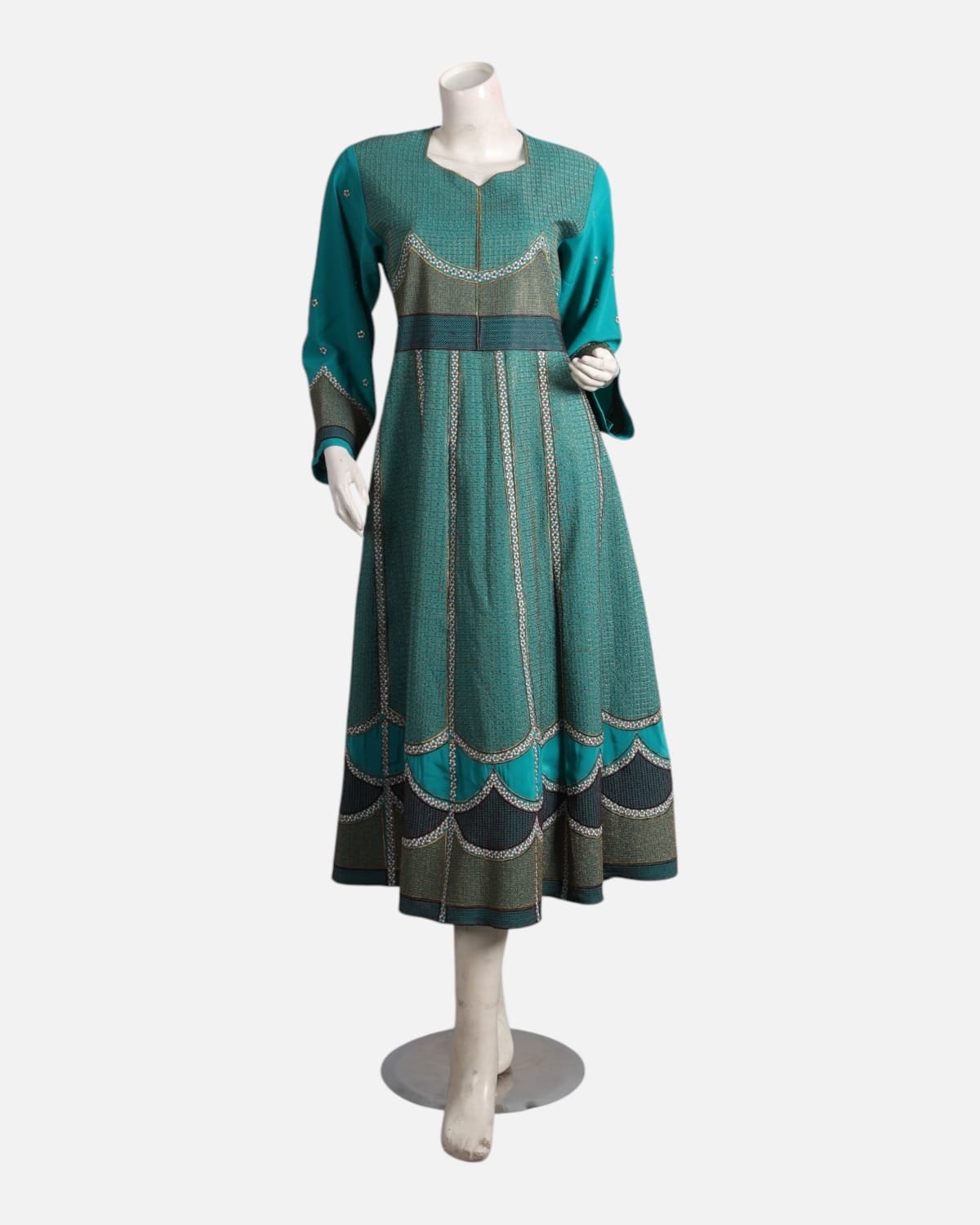 Blue Afghan Dress with Silver Embroidery