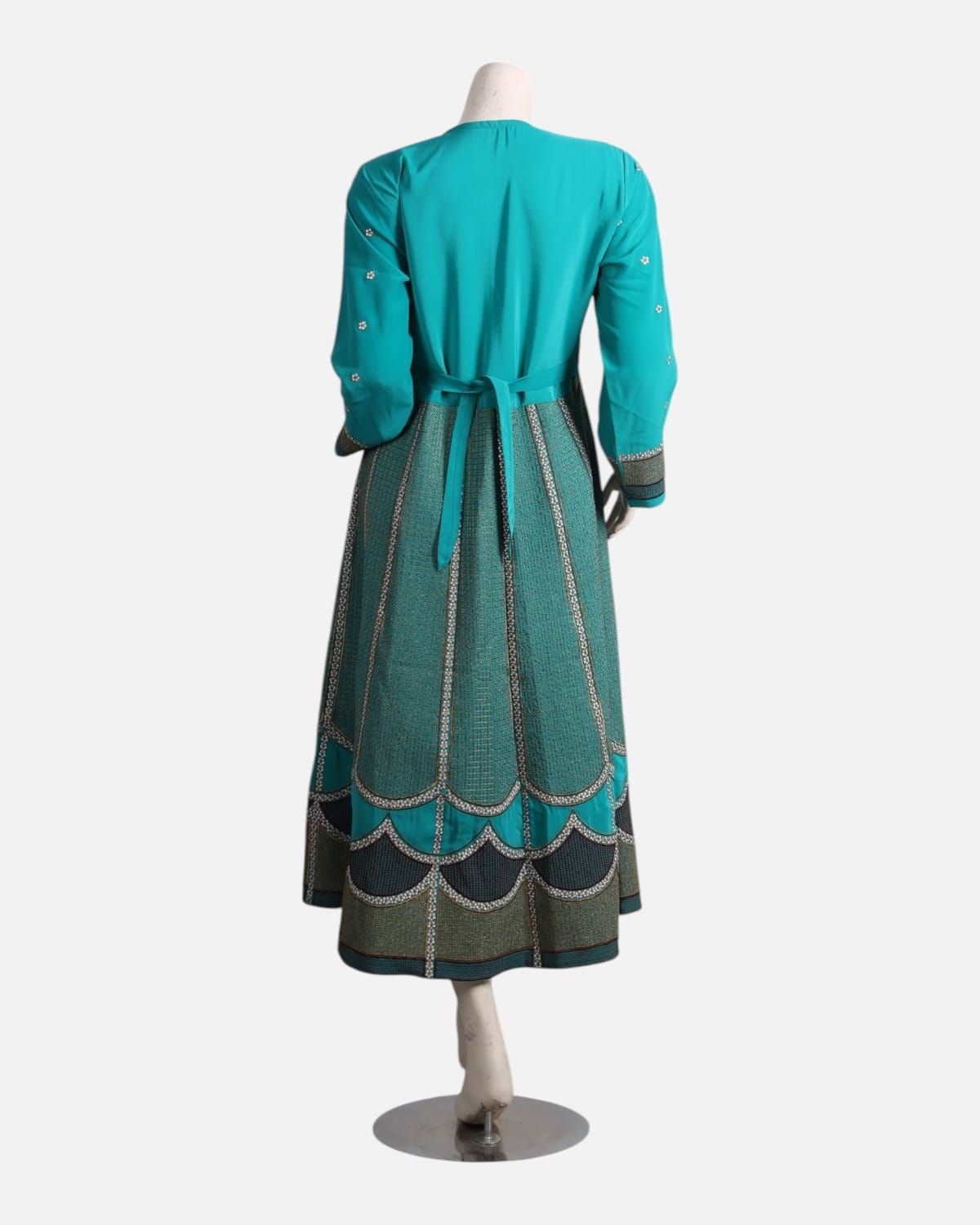 Blue Afghan Dress with Silver Embroidery