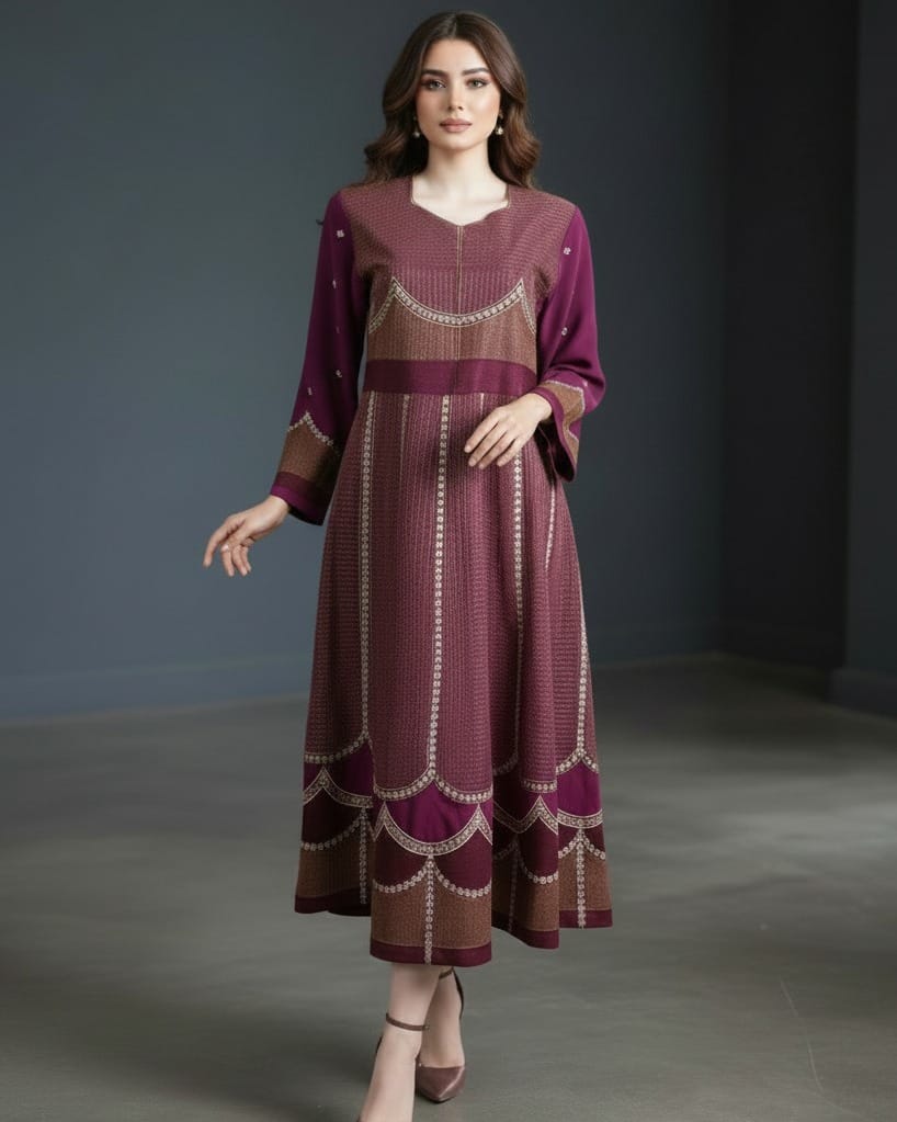 Red Afghan Gand Dress with Gold & Silver Embroidery