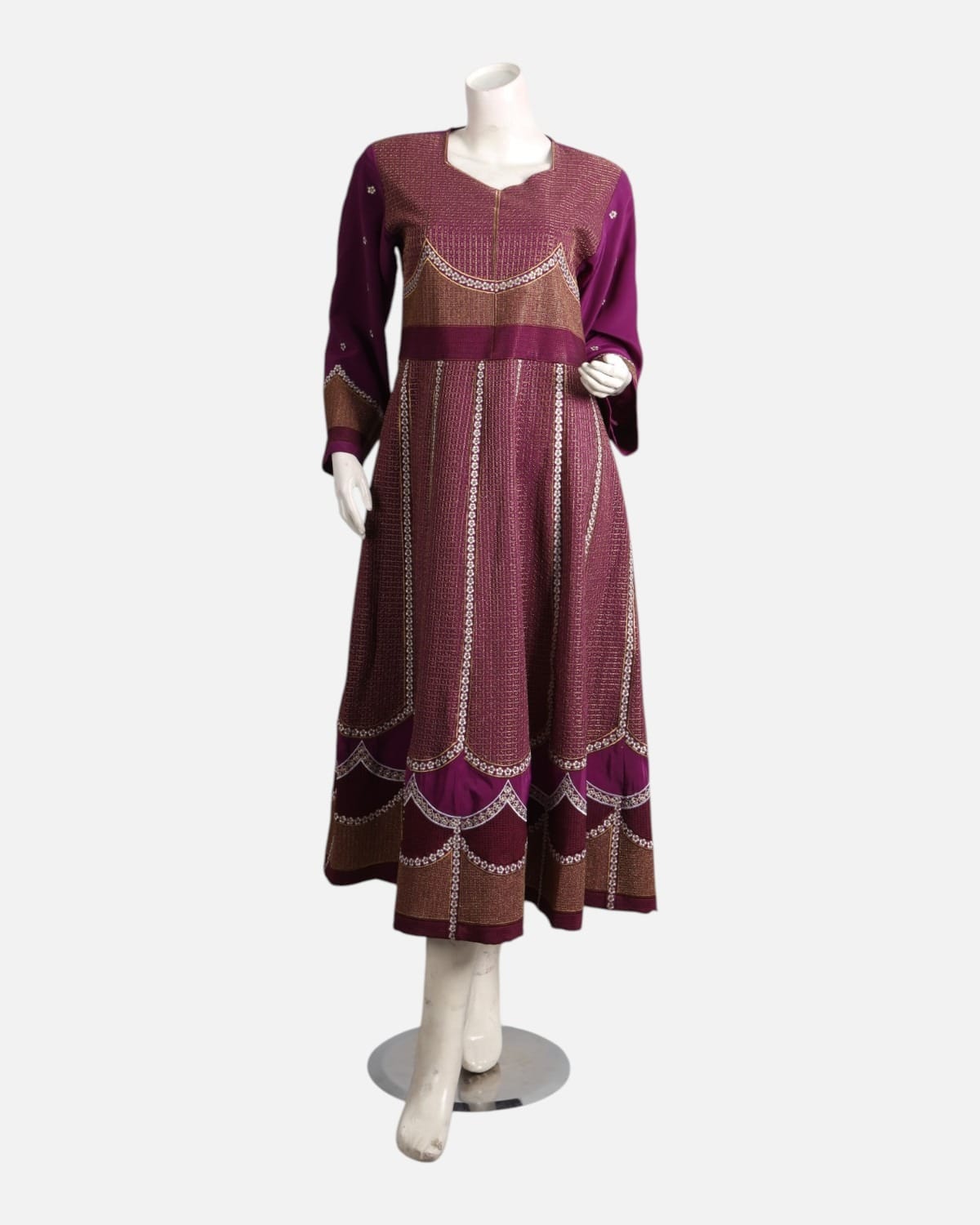 Red Afghan Gand Dress with Gold & Silver Embroidery