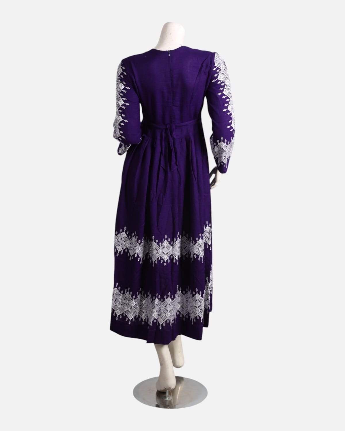 Purple Khamak Embroidered Long Dress