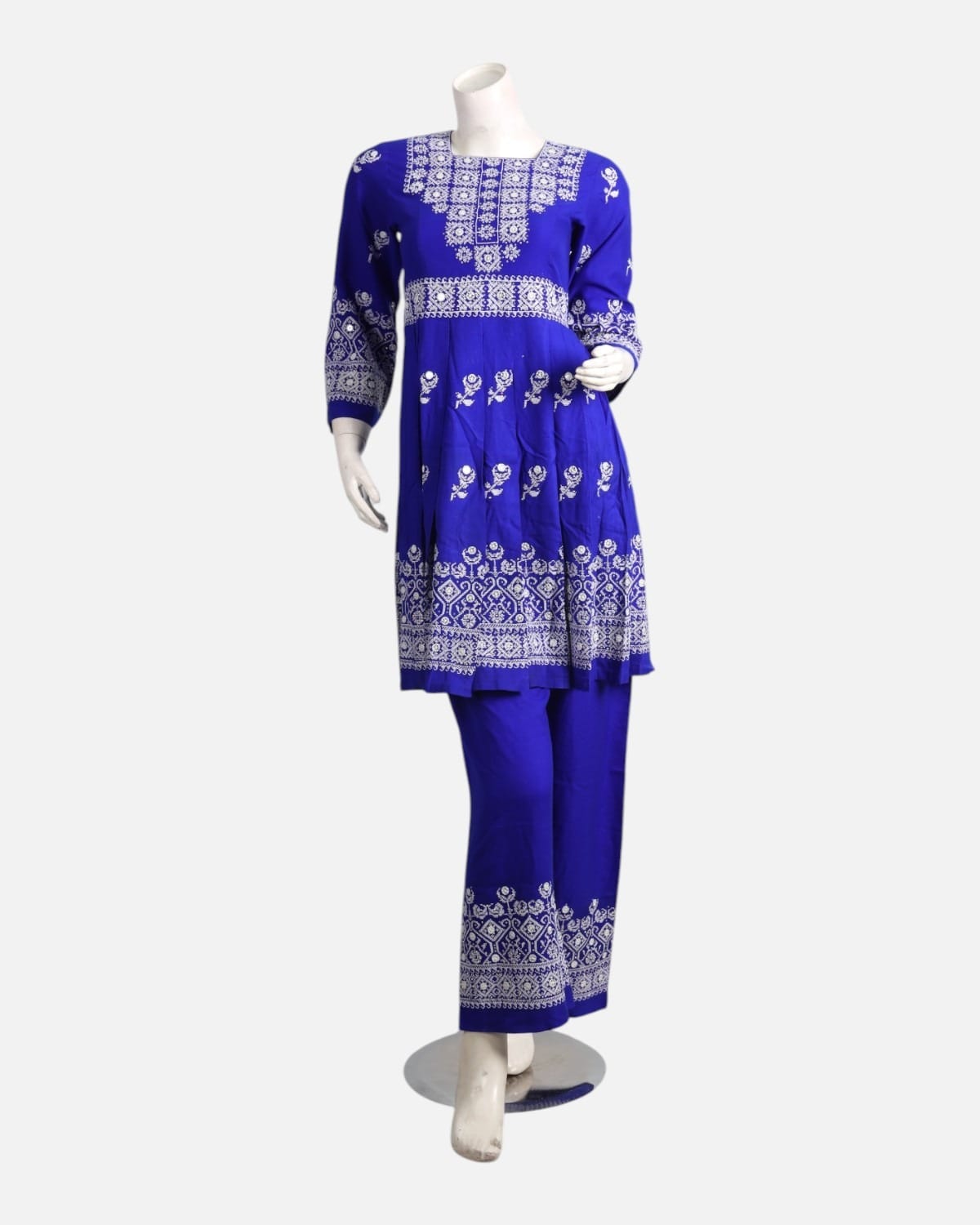 Royal Blue Embroidered Women Dress Traditional