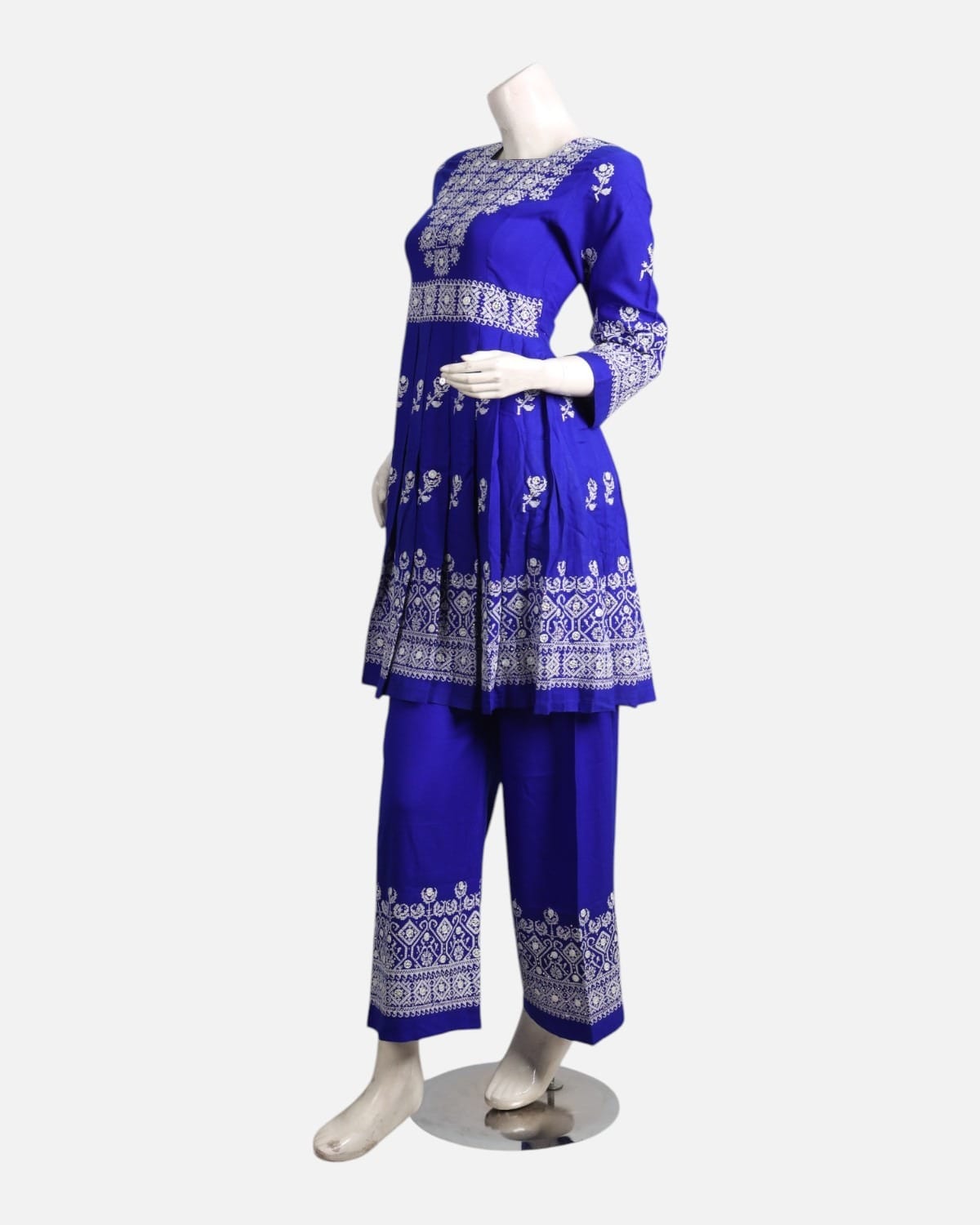 Royal Blue Embroidered Women Dress Traditional