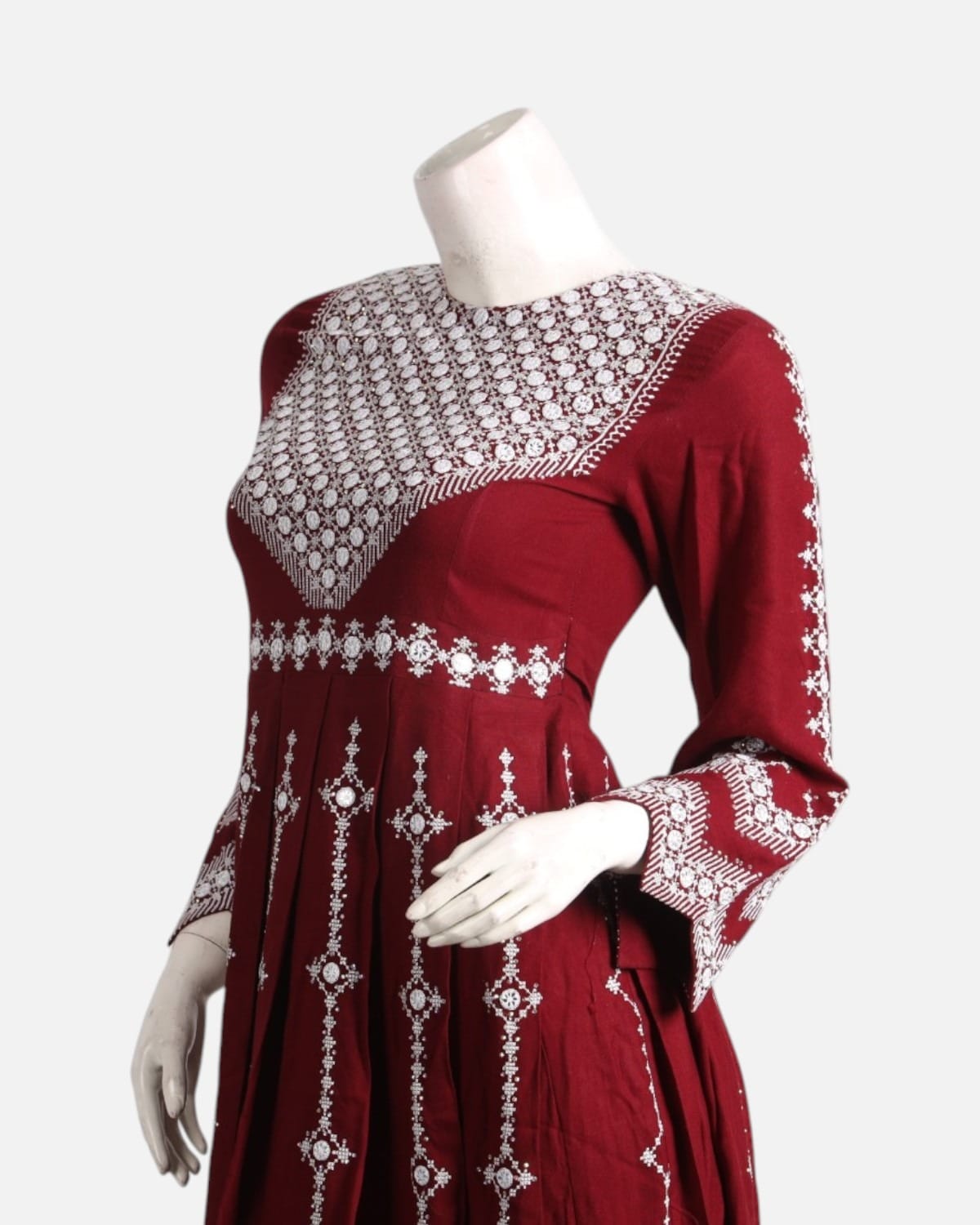 Glasswork Embroidered Two Piece Dress