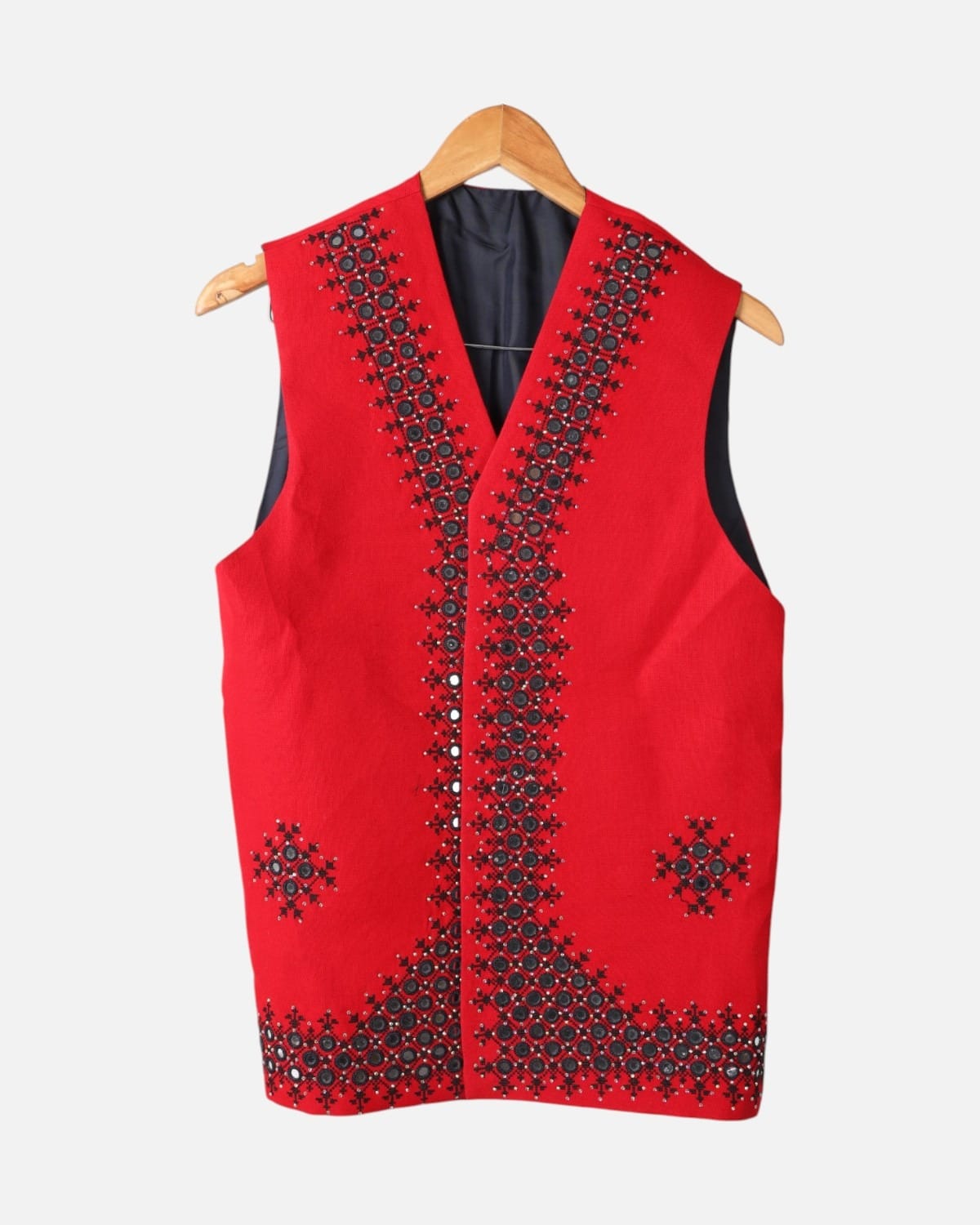 Red Embroidered Vest & Traditional Hat Set