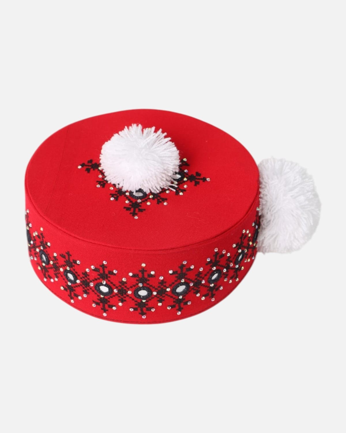 Red Embroidered Vest & Traditional Hat Set