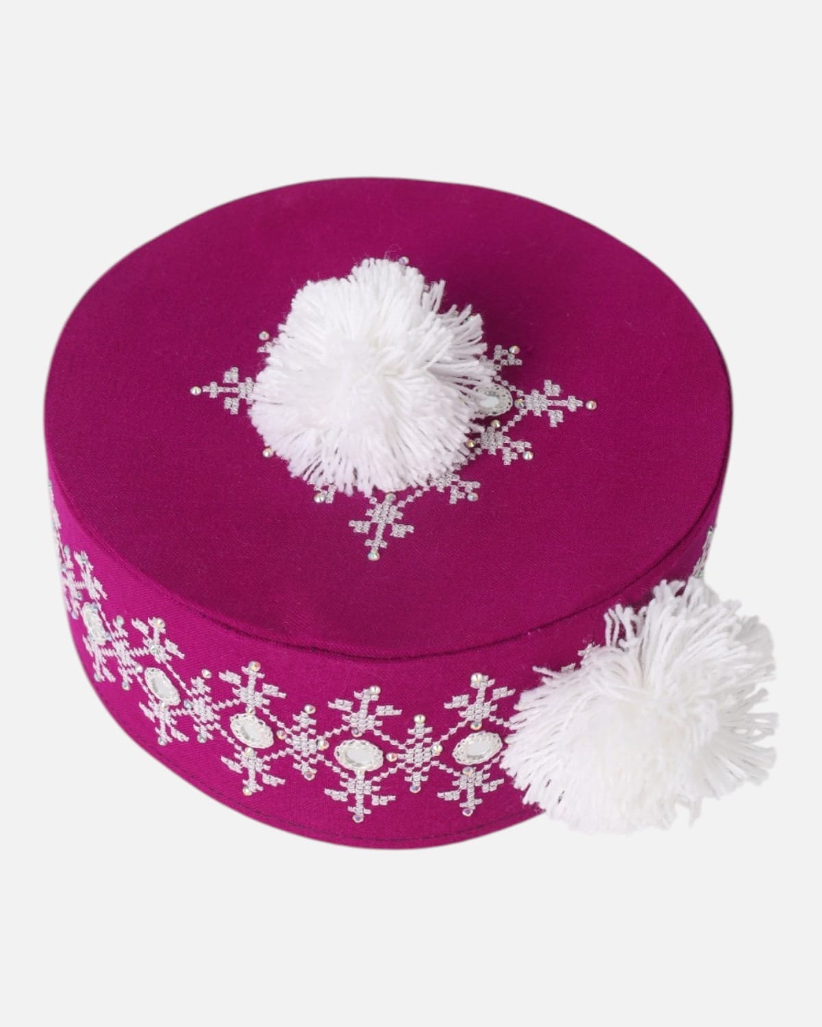 Magenta Embroidered Vest & Hat Set