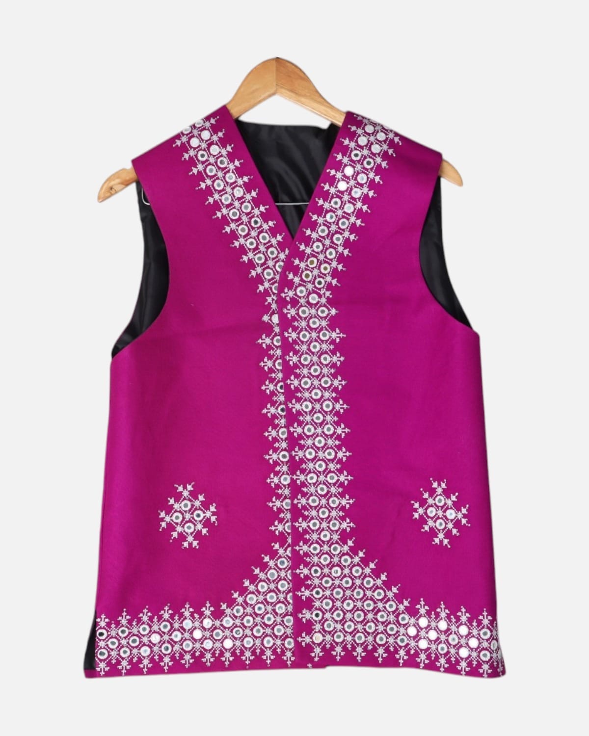 Magenta Embroidered Vest & Hat Set