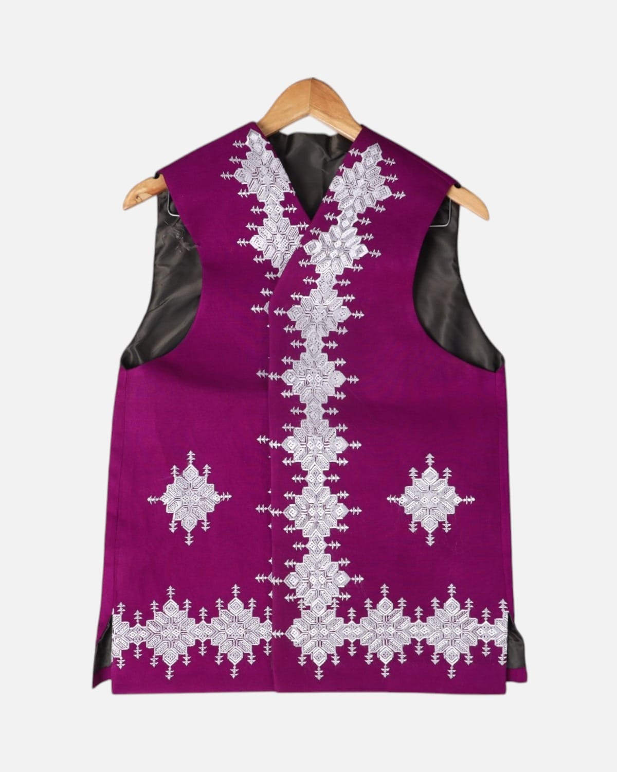 White Embroidered Vest Set with Matching Hat