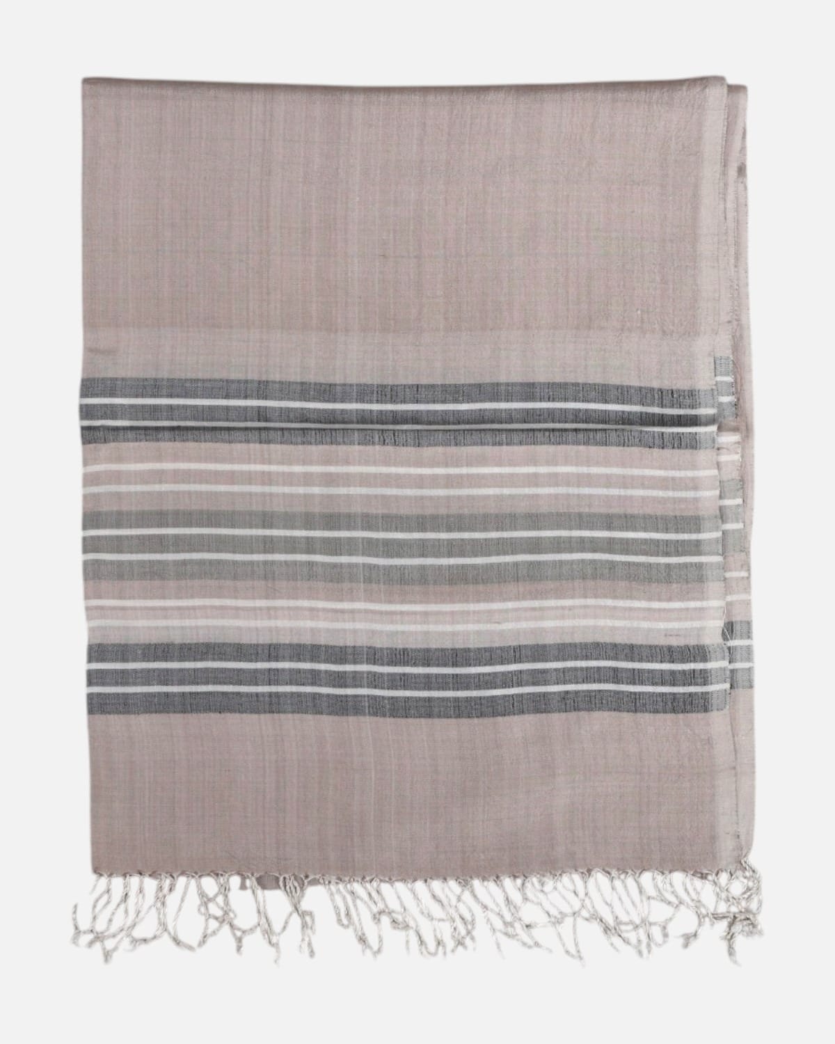 Natural Walnut-Dyed Pure Silk Striped Shawl